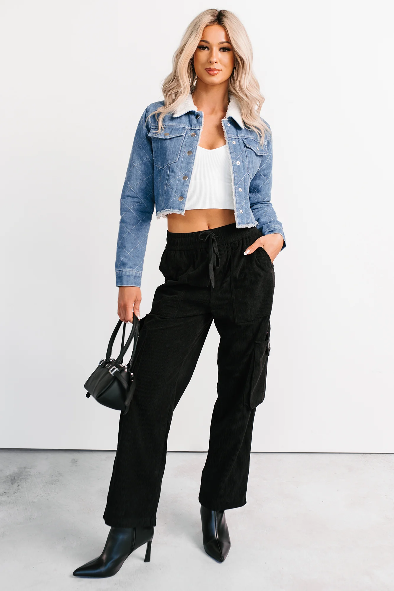 Lester Corduroy Cargo Pants (Black) - Image 2