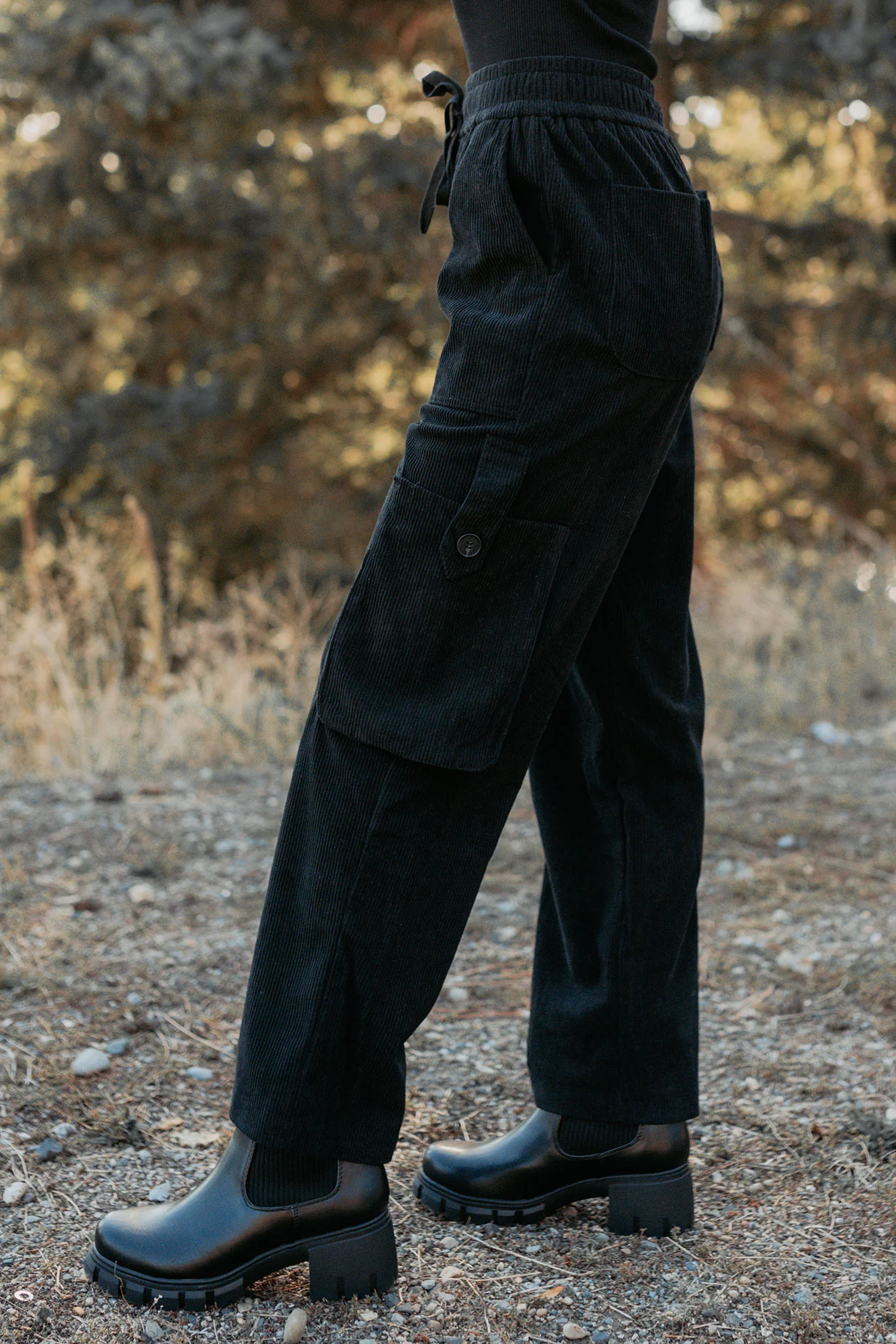 Lester Corduroy Cargo Pants (Black) - Image 4