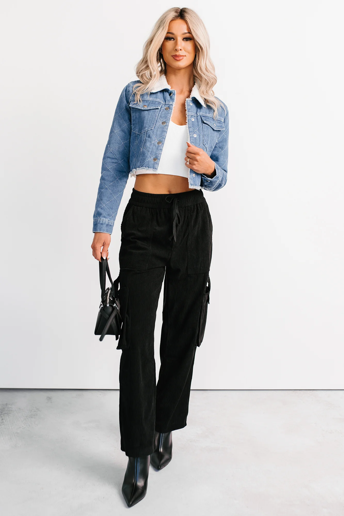 Lester Corduroy Cargo Pants (Black) - Image 9