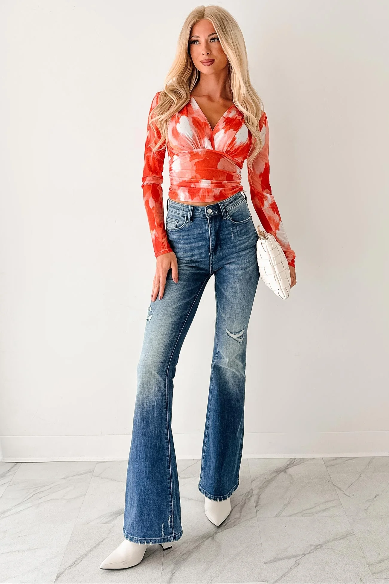 Lethal Looks Rhinestone Long Sleeve Top (Orange Combo) - Image 10