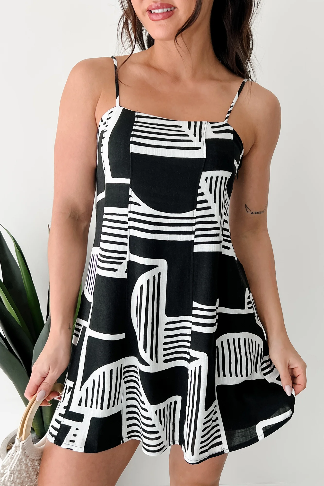 Let's Explore Sleeveless Abstract Mini Dress (Black) - Image 2