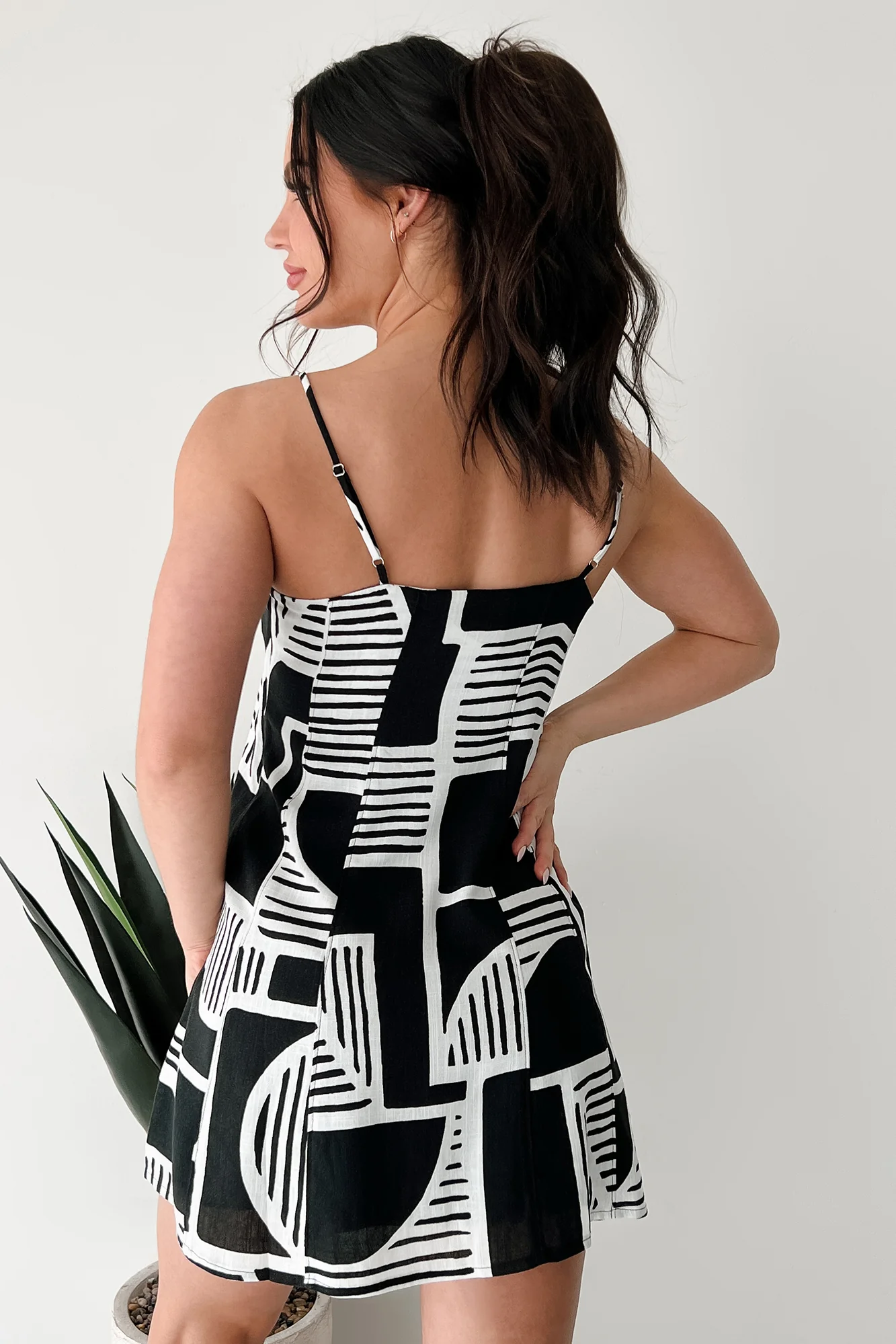 Let's Explore Sleeveless Abstract Mini Dress (Black) - Image 4