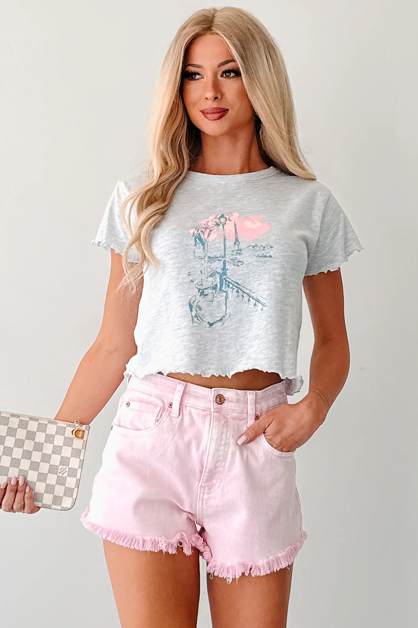 Letters From Paris Graphic Baby Tee (Heather Grey) - Image 3