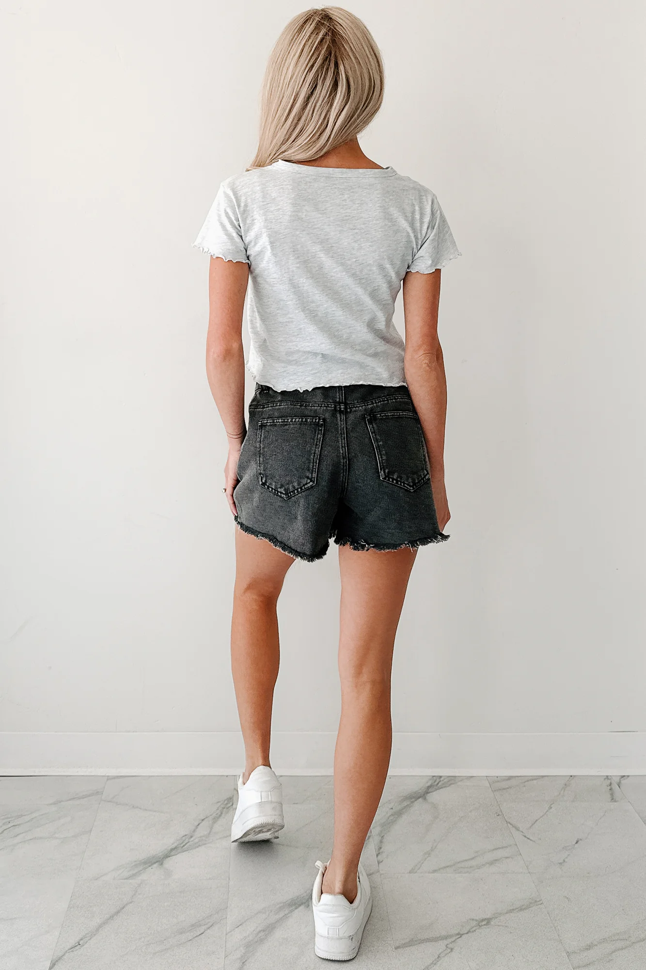 Letters From Paris Graphic Baby Tee (Heather Grey) - Image 9