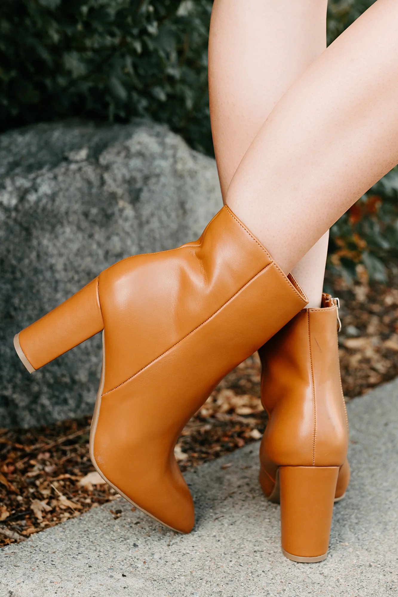 Letting Glow Block Heel Pointed Booties (Camel) - Image 2