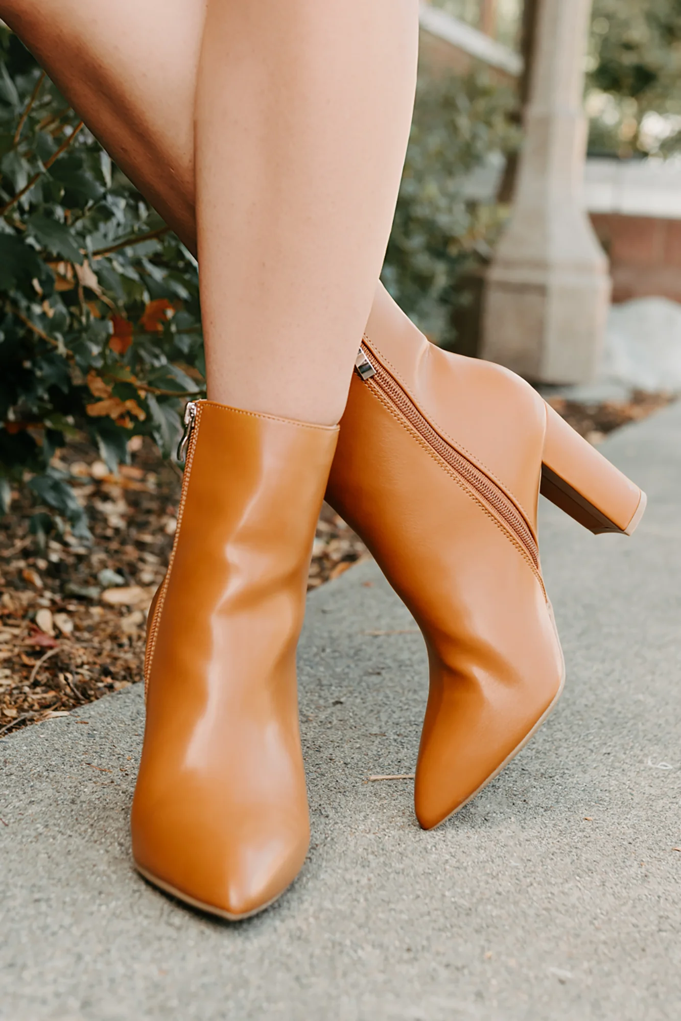 Letting Glow Block Heel Pointed Booties (Camel) - Image 3