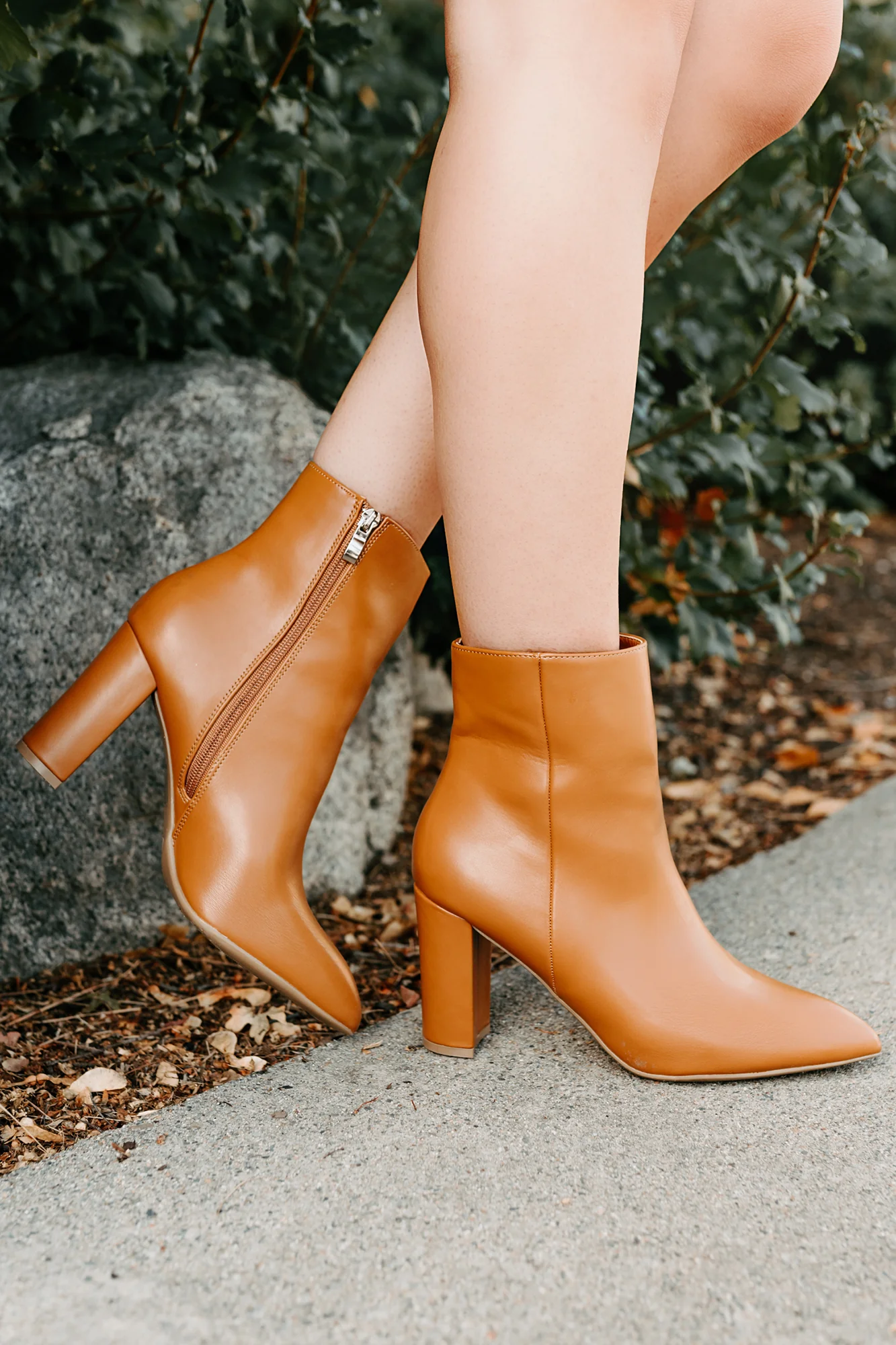 Letting Glow Block Heel Pointed Booties (Camel) - Image 5