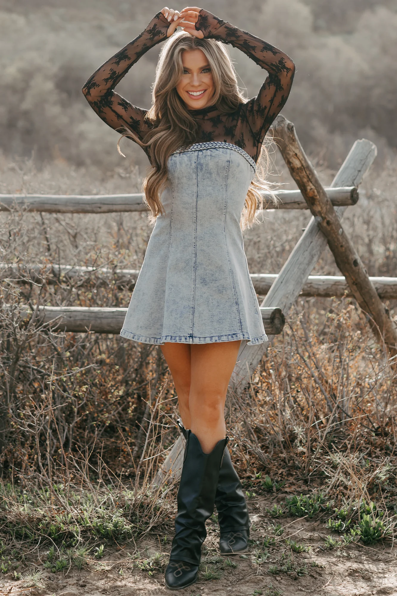 Letting It Go Strapless Denim Mini Dress (Light Denim) - Image 13