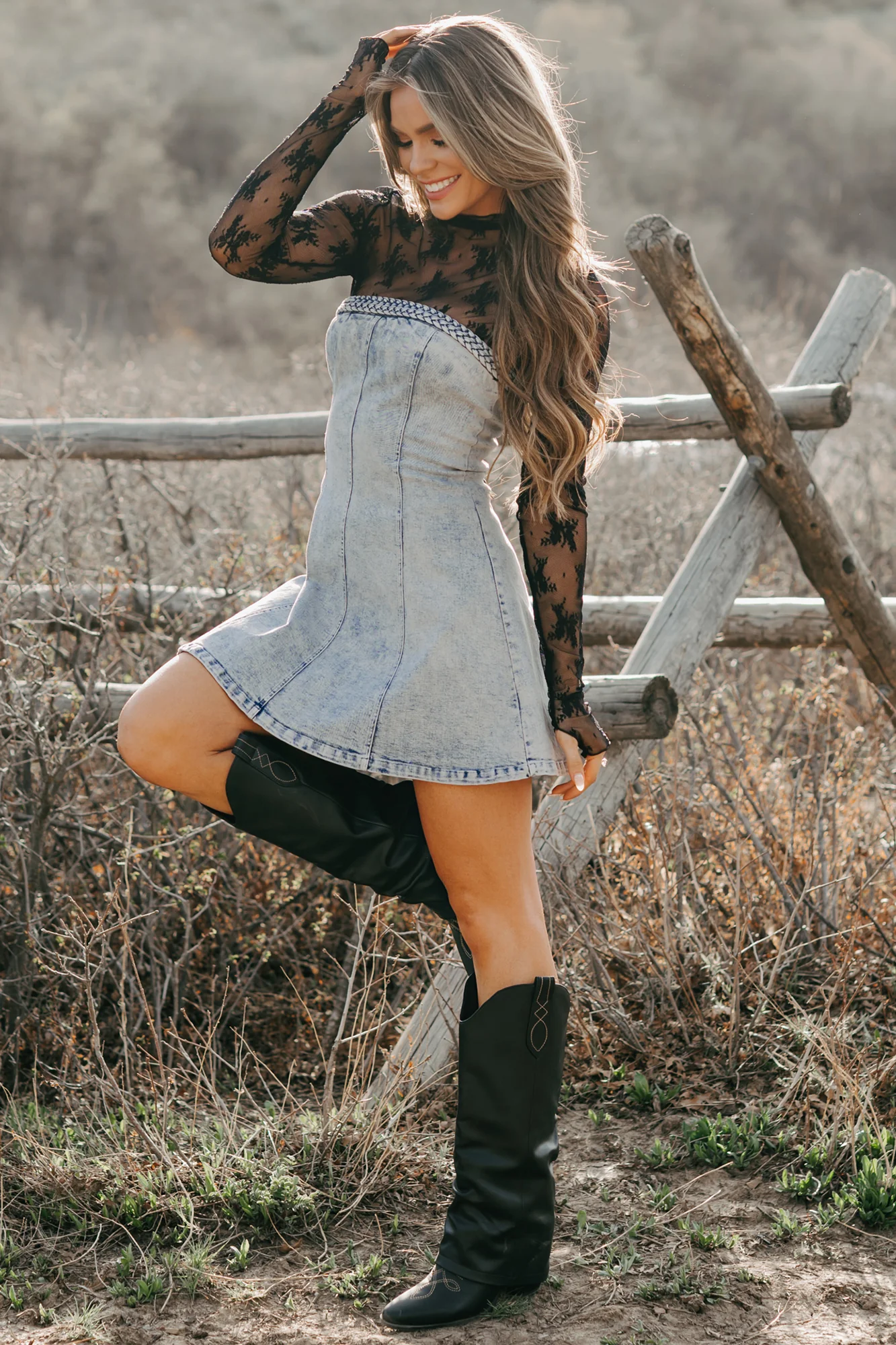 Letting It Go Strapless Denim Mini Dress (Light Denim) - Image 6