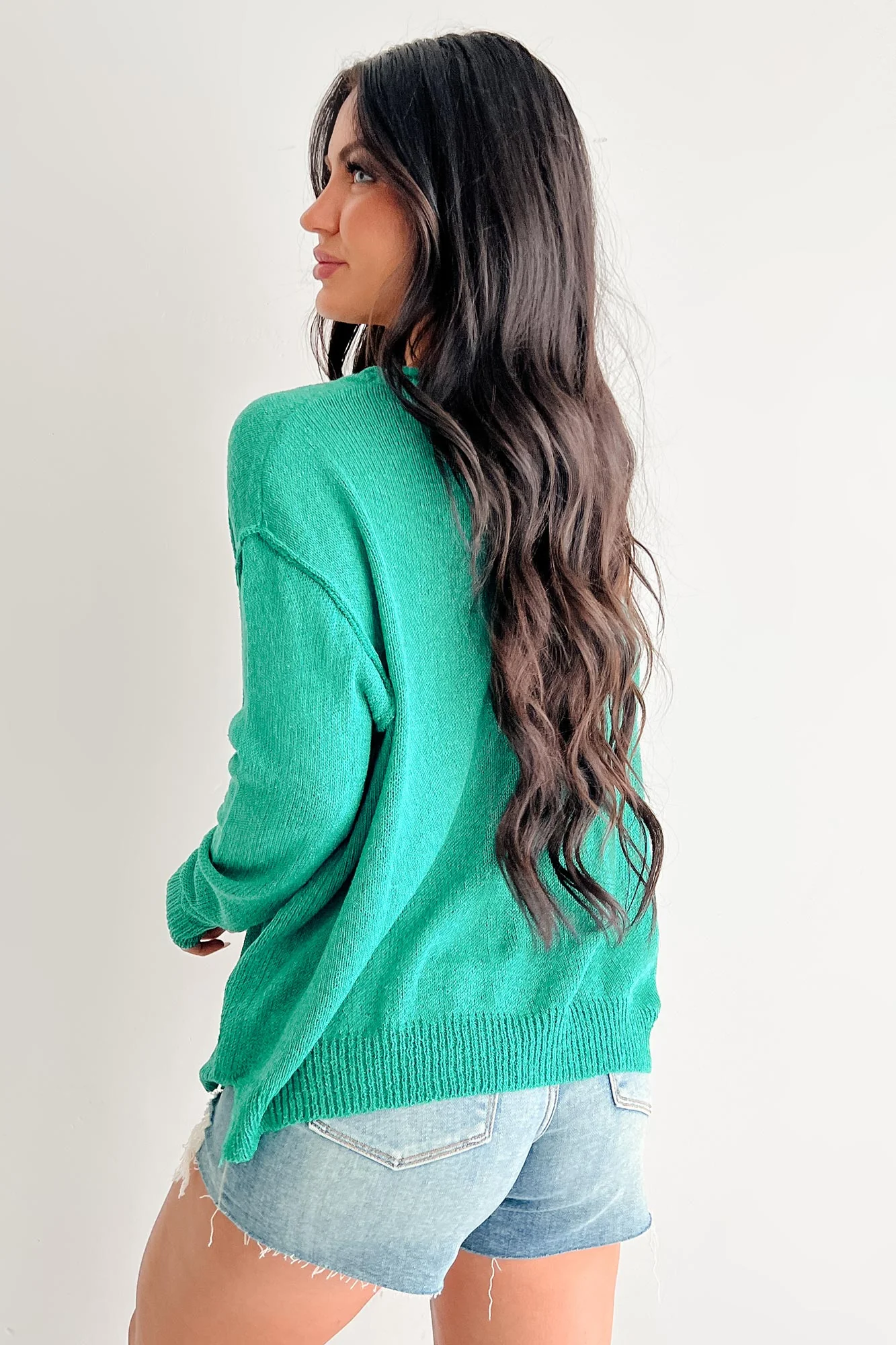 Linger Longer Scoop Neck Sweater Top (Teal) - Image 4