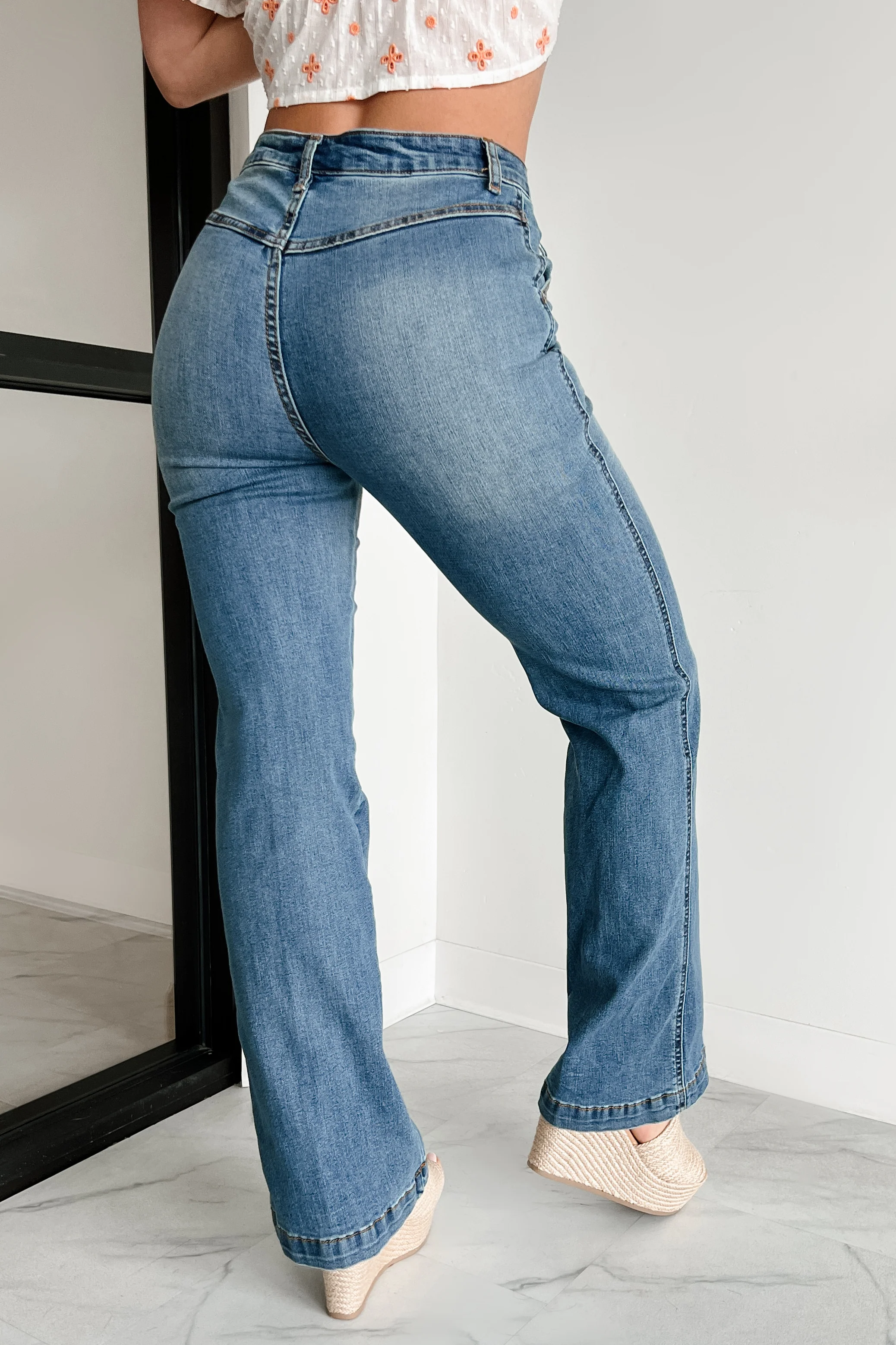 Liora High Rise Wide Leg Indigo Reign Jeans (Medium Blue) - Image 10