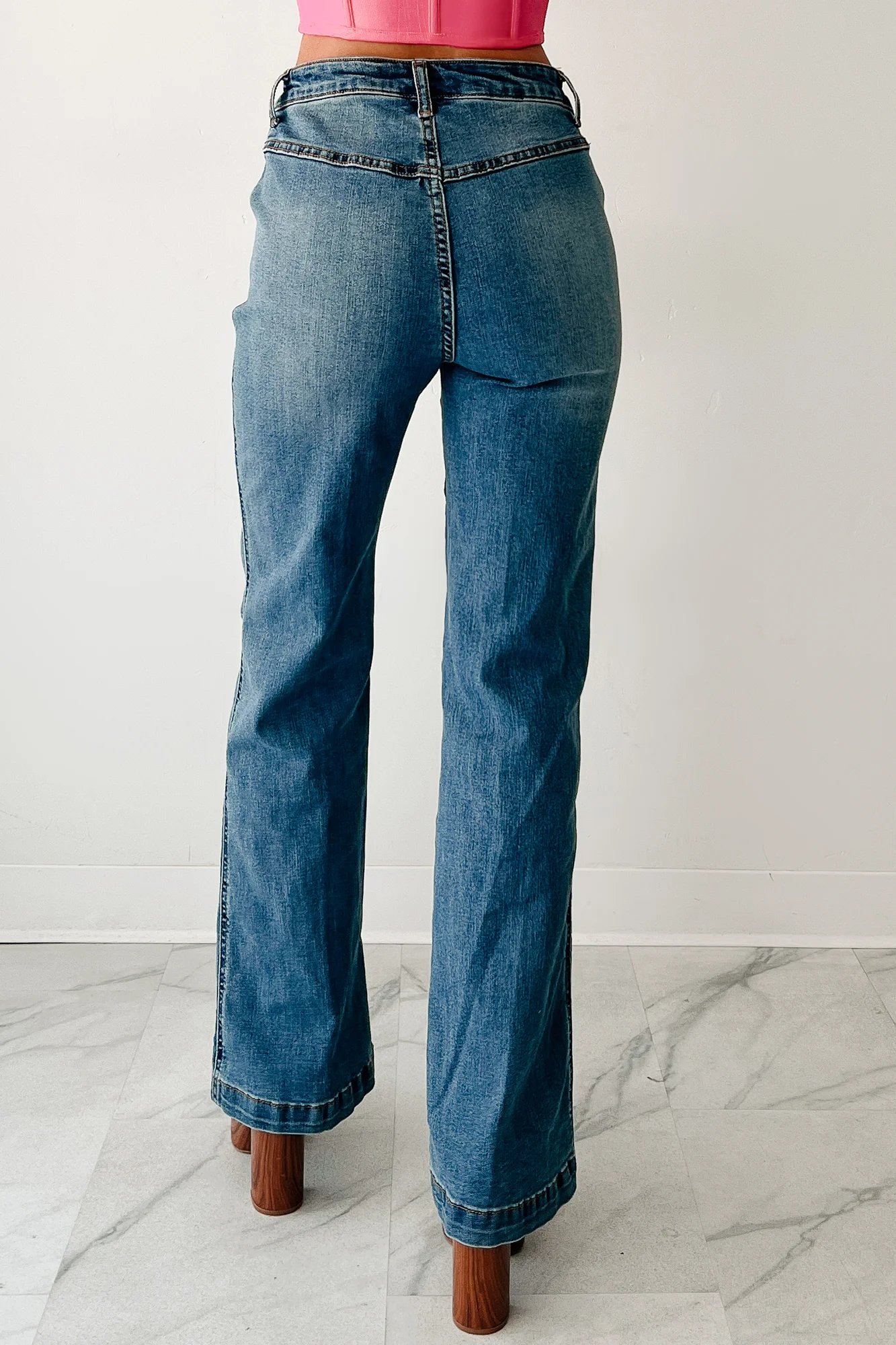 Liora High Rise Wide Leg Indigo Reign Jeans (Medium Blue) - Image 5