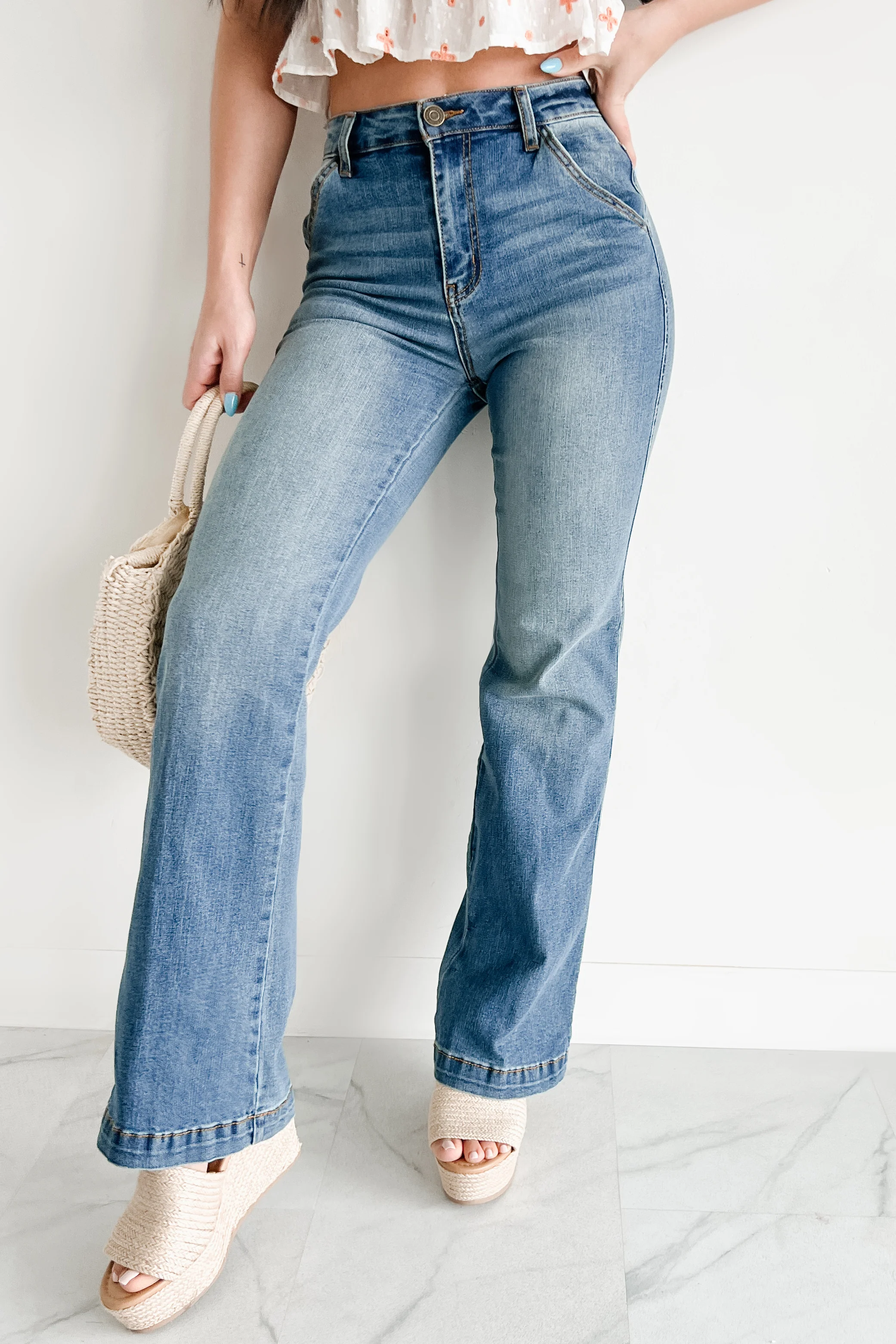 Liora High Rise Wide Leg Indigo Reign Jeans (Medium Blue) - Image 6