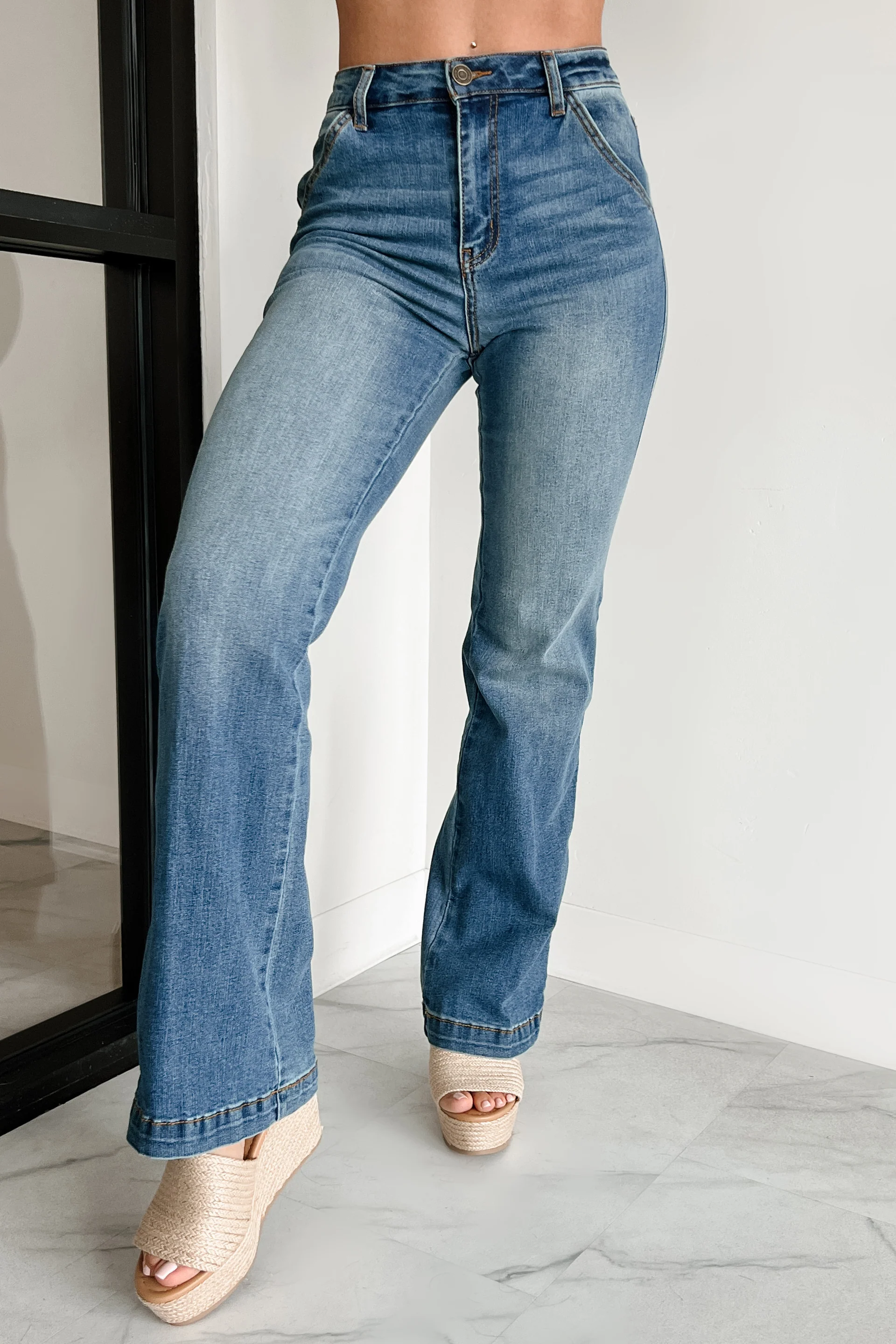 Liora High Rise Wide Leg Indigo Reign Jeans (Medium Blue) - Image 8