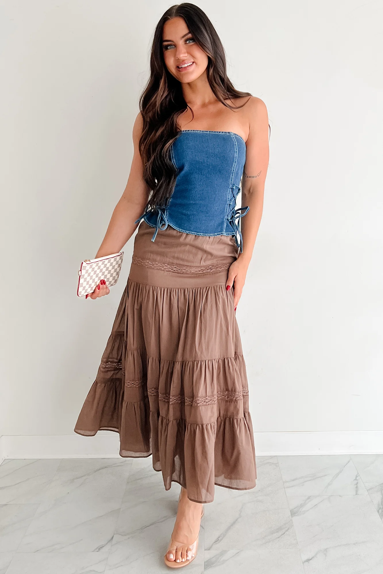 Lipstick & Lethal Strapless Lace-Up Top (Denim) - Image 2