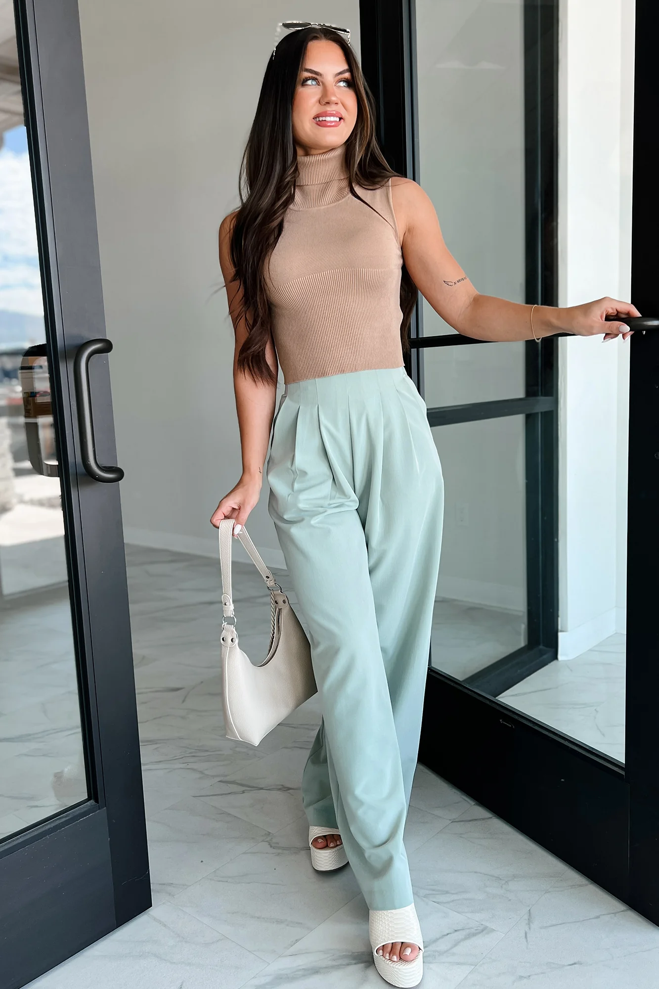 Living With Purpose Wide Leg Pants (Sage) - Image 10