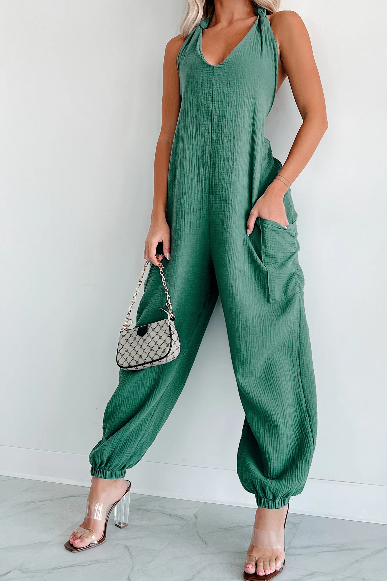 Lockwood Wasabi Mint Halter Jumpsuit (Green) - Image 3