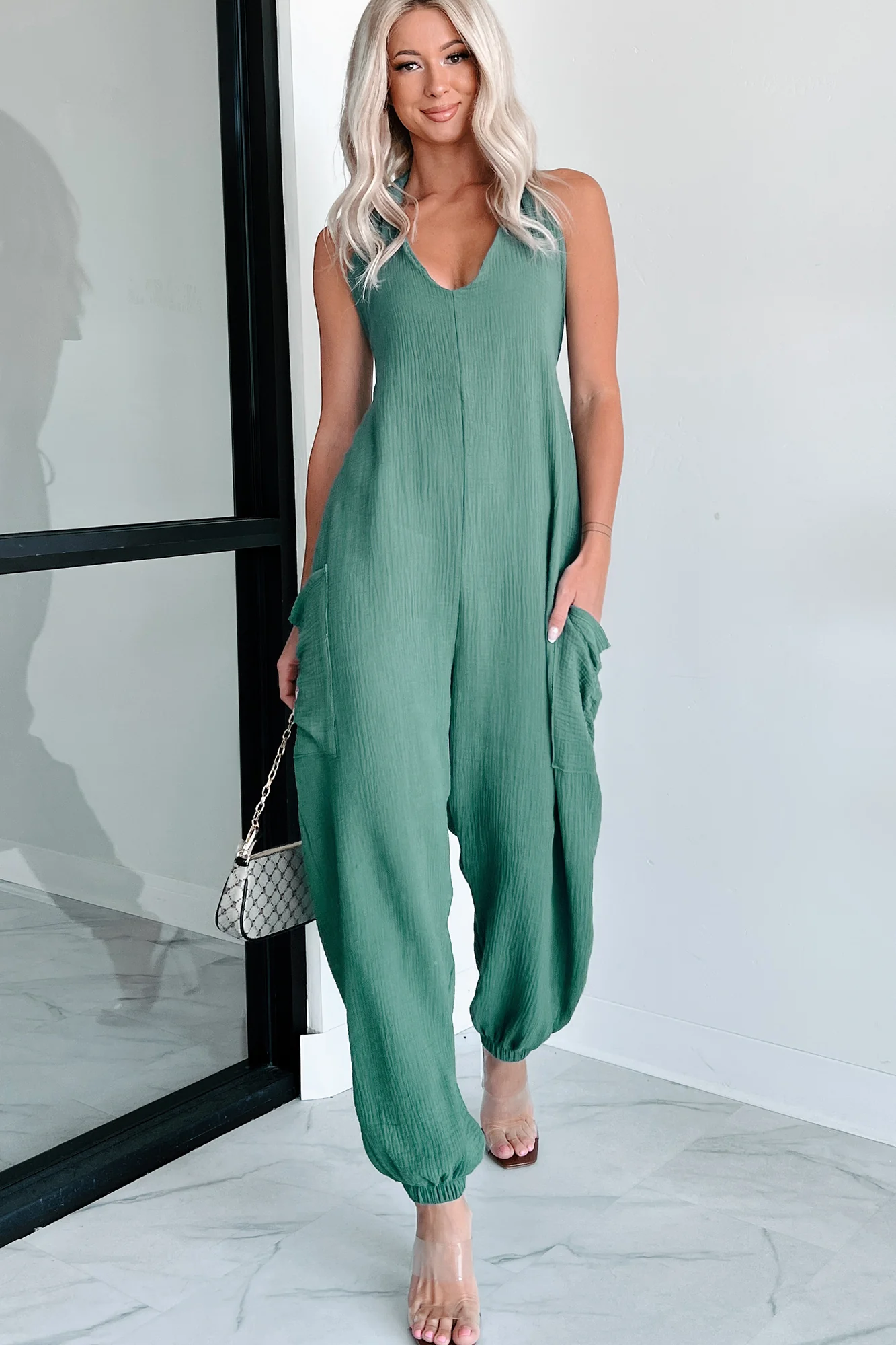 Lockwood Wasabi Mint Halter Jumpsuit (Green) - Image 4