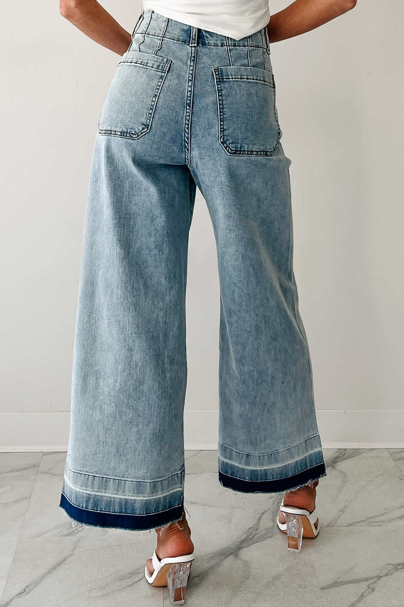 Lola Dyed Hem Wide Leg Crop Jeans (Denim) - Image 5