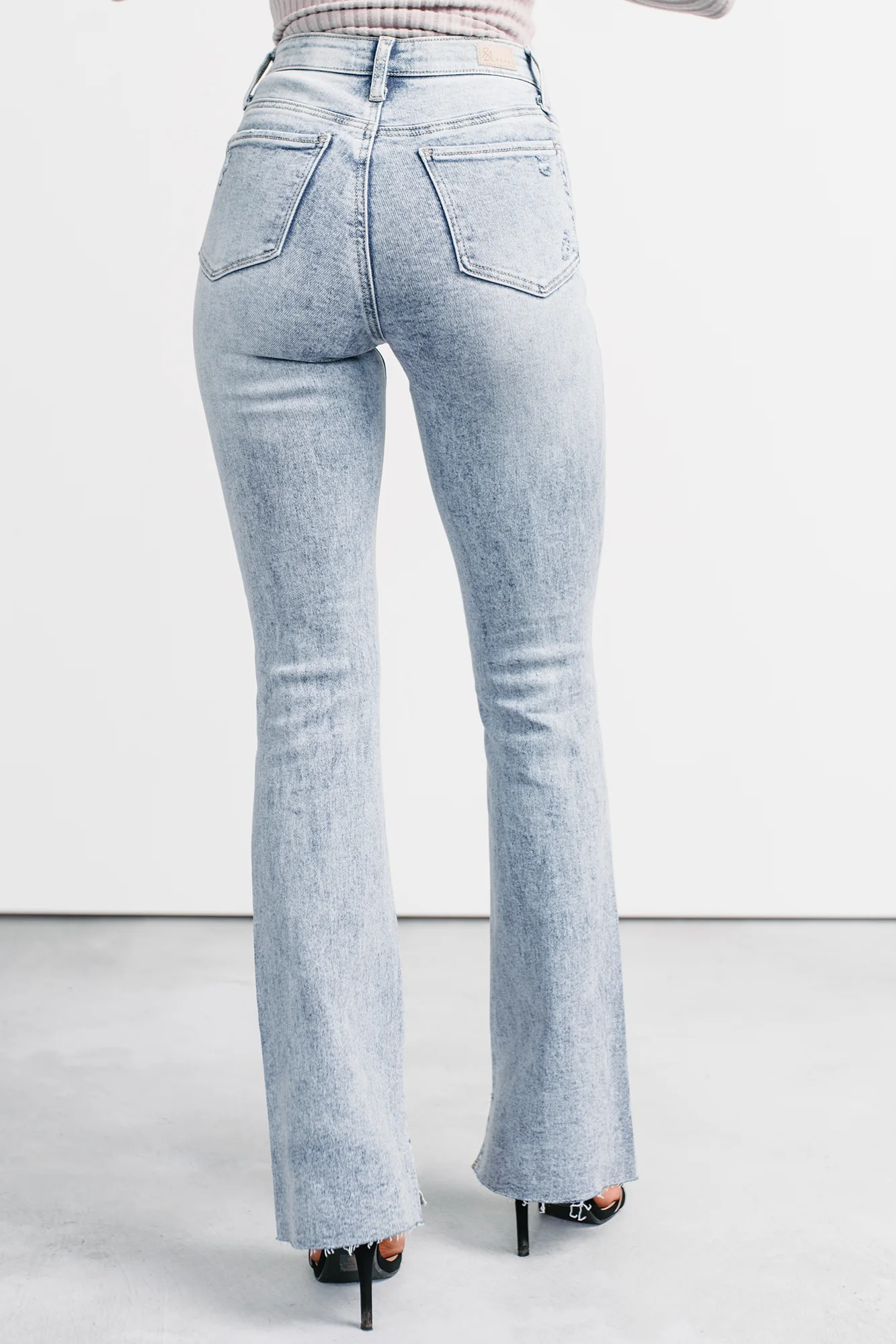 Lorelai Tummy Control Rhinestone Flare Saige Jeans (Light) - Image 4