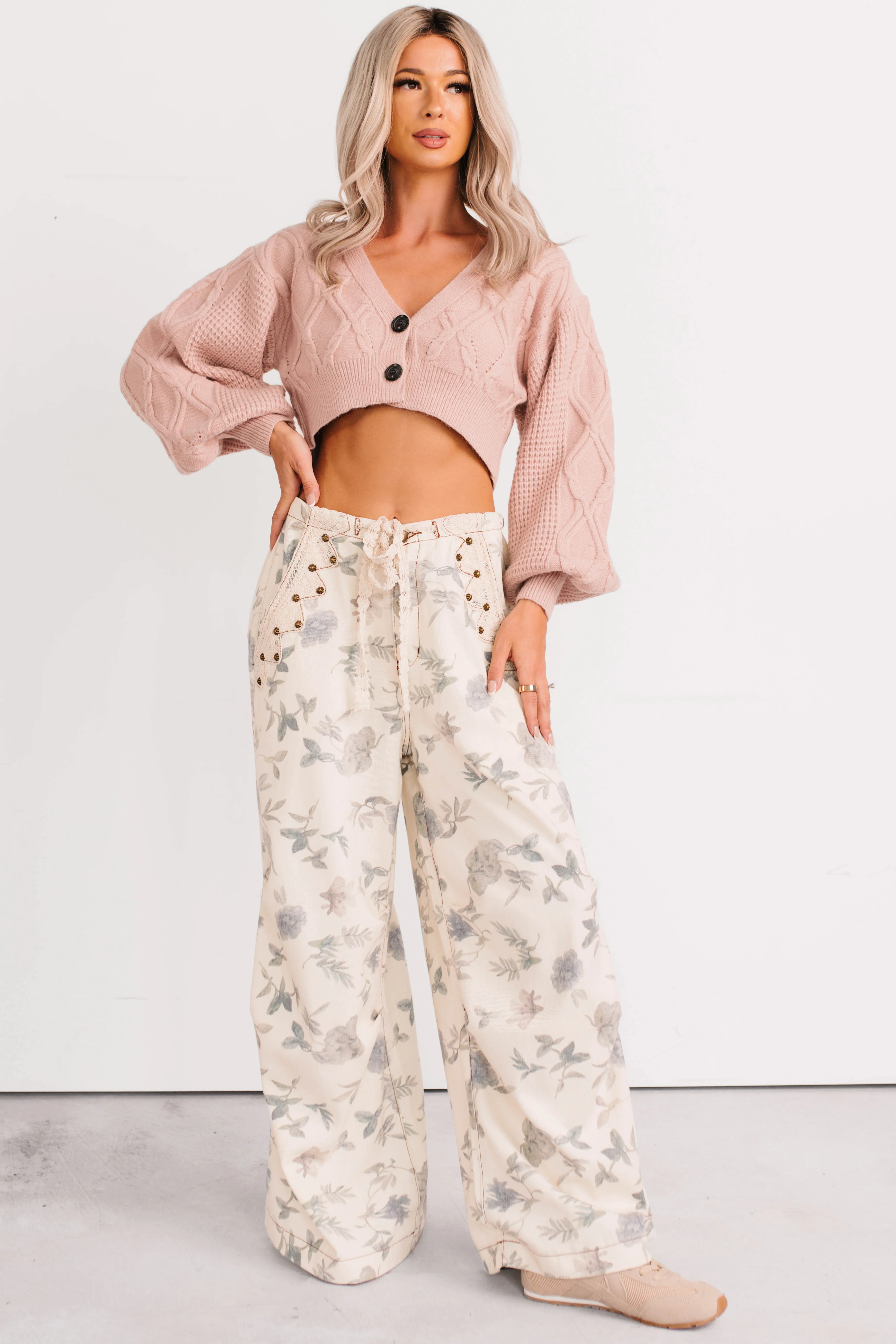 Lorelei Wide Leg Floral POL Jeans (Cream/Floral) - Image 14