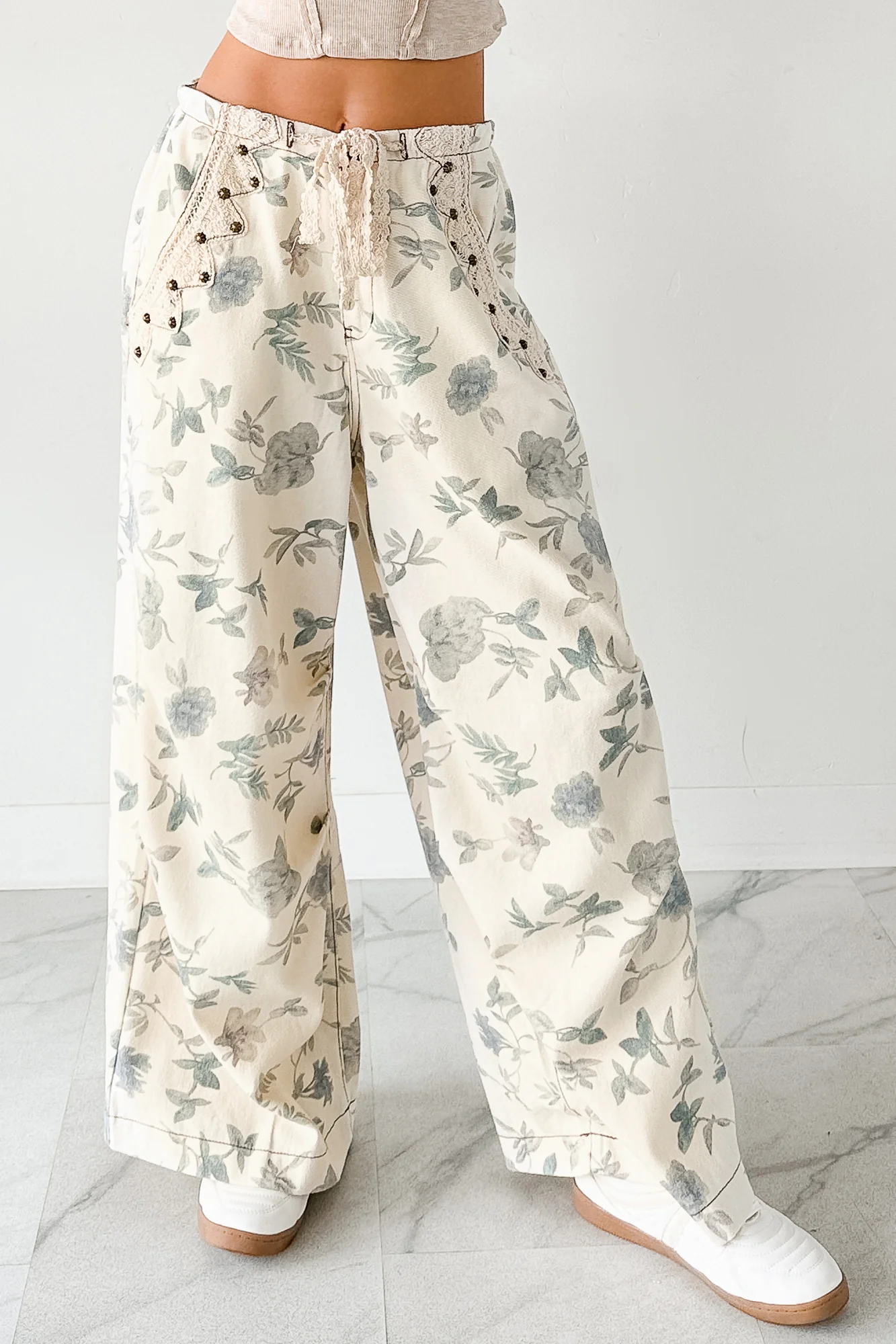 Lorelei Wide Leg Floral POL Jeans (Cream/Floral) - Image 7