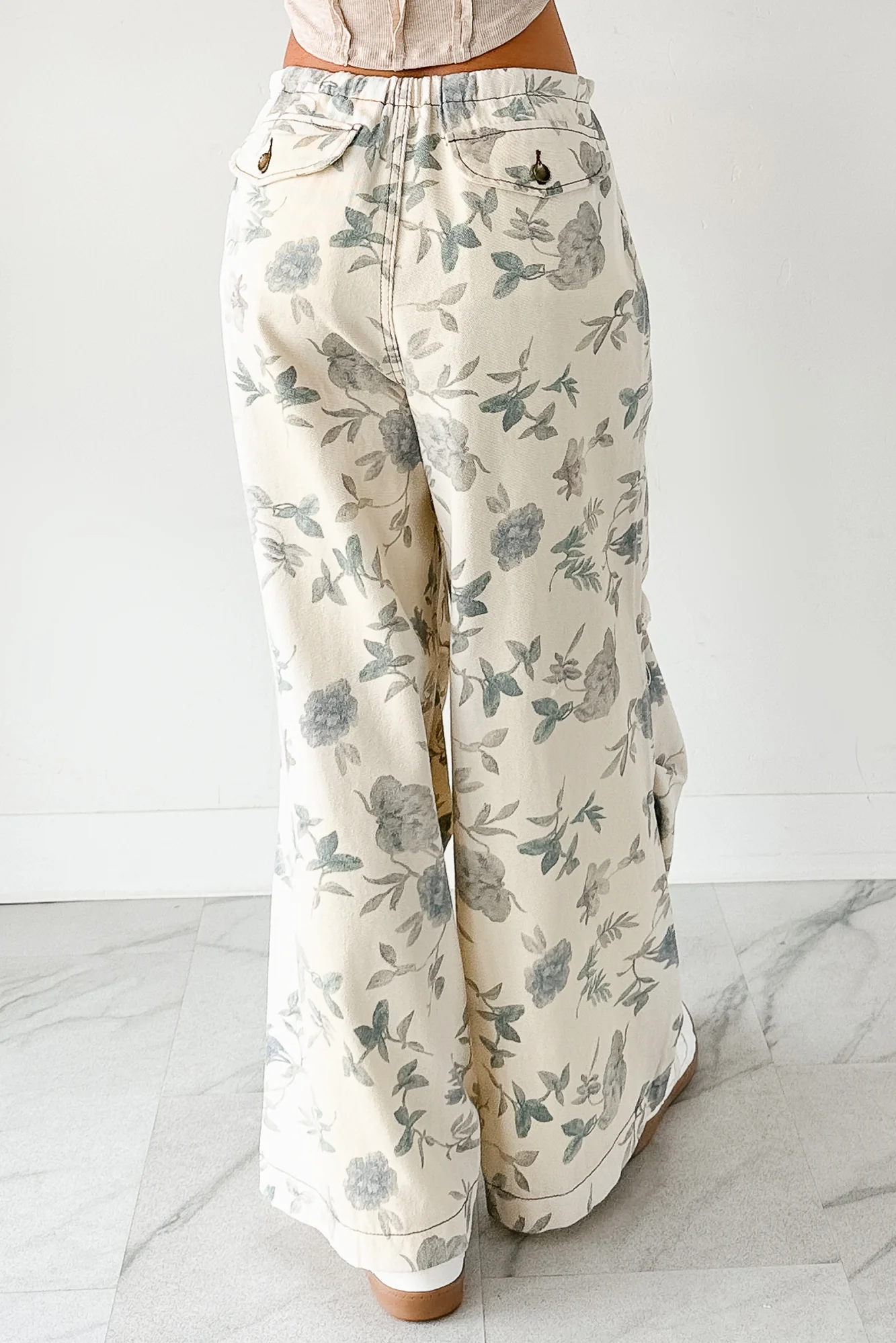 Lorelei Wide Leg Floral POL Jeans (Cream/Floral) - Image 9