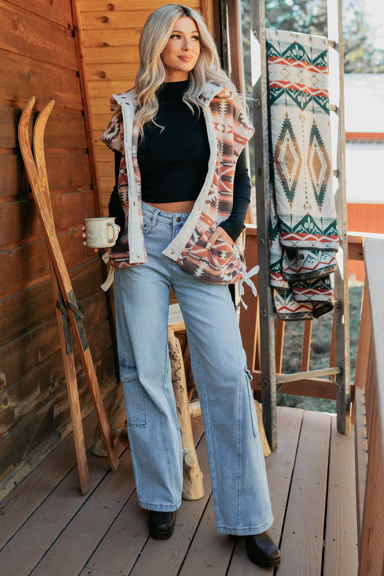 Lost In Motion Fleece Button-Up Vest (Rust/Multi) - Image 10