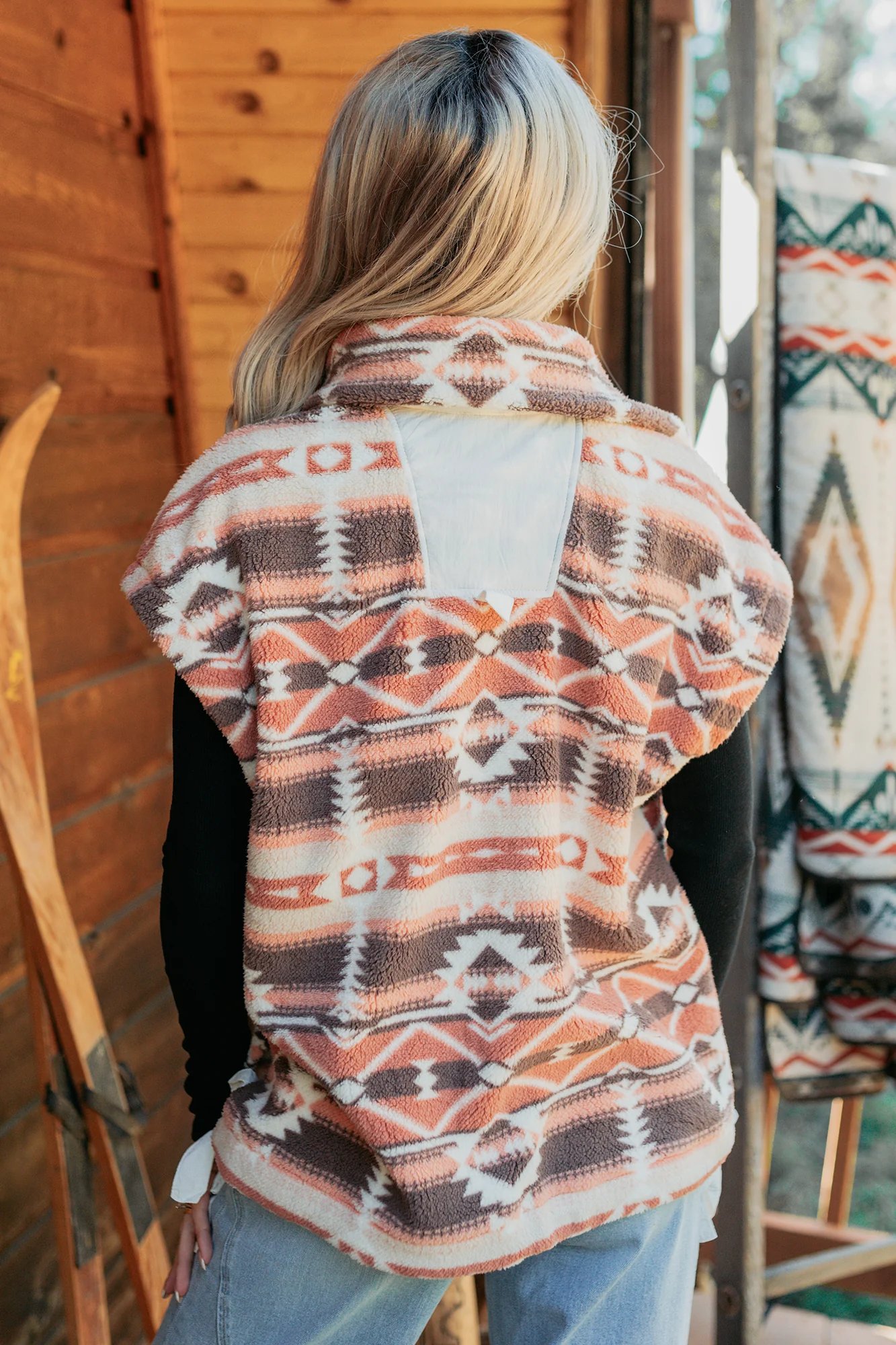 Lost In Motion Fleece Button-Up Vest (Rust/Multi) - Image 5