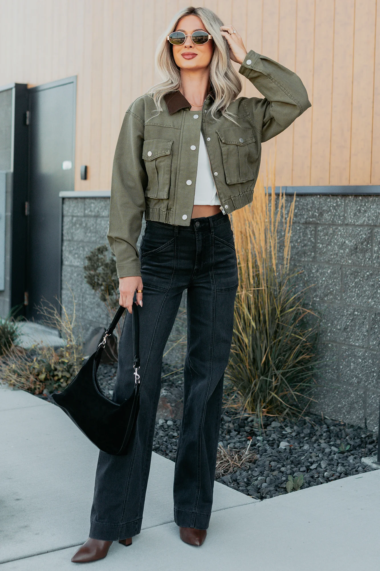 Louis High Rise Flare Hidden Jeans (Charcoal) - Image 10