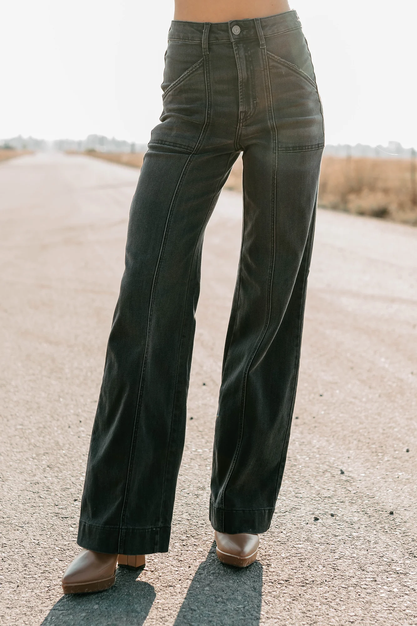 Louis High Rise Flare Hidden Jeans (Charcoal) - Image 14