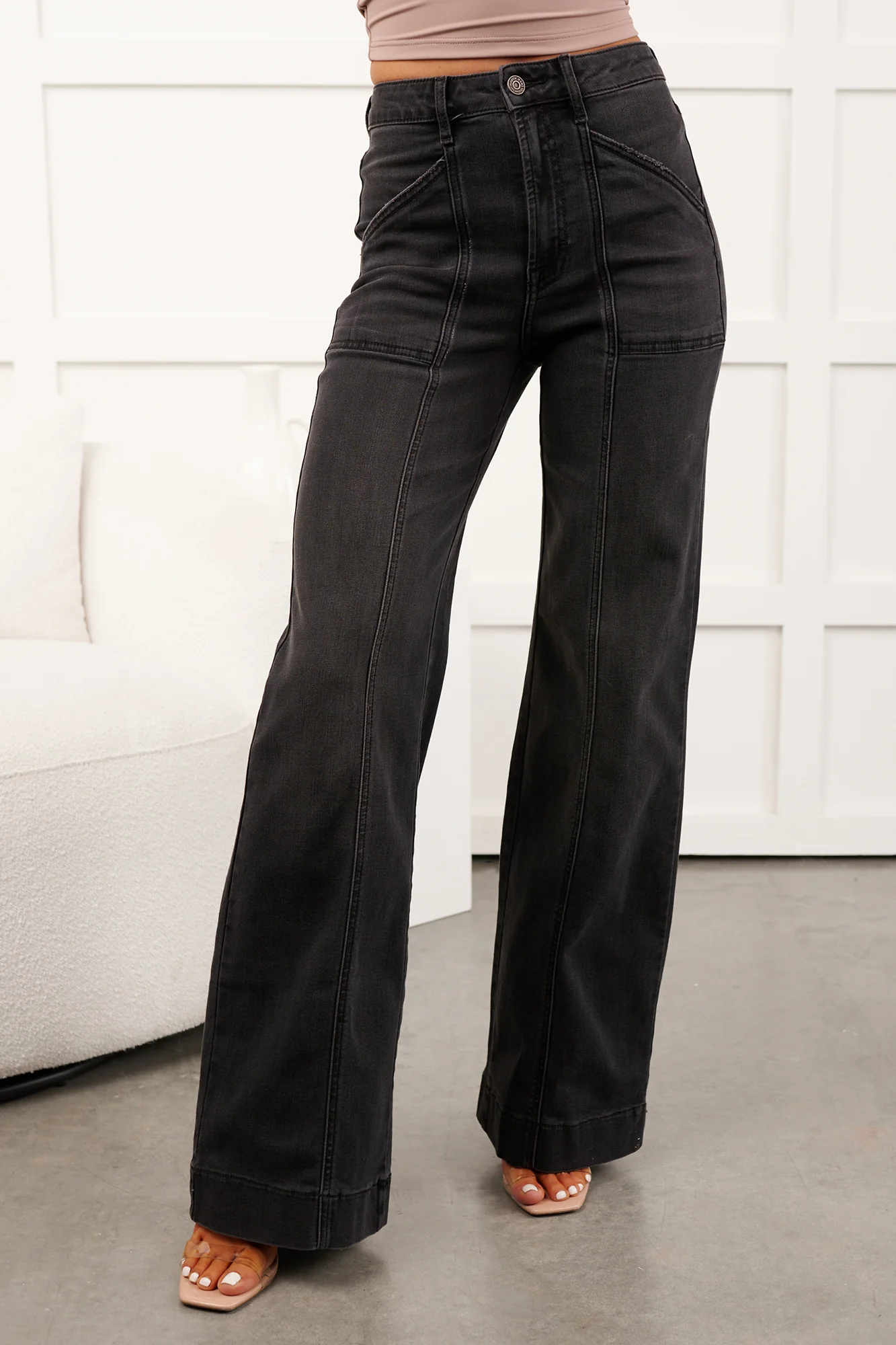 Louis High Rise Flare Hidden Jeans (Charcoal) - Image 17