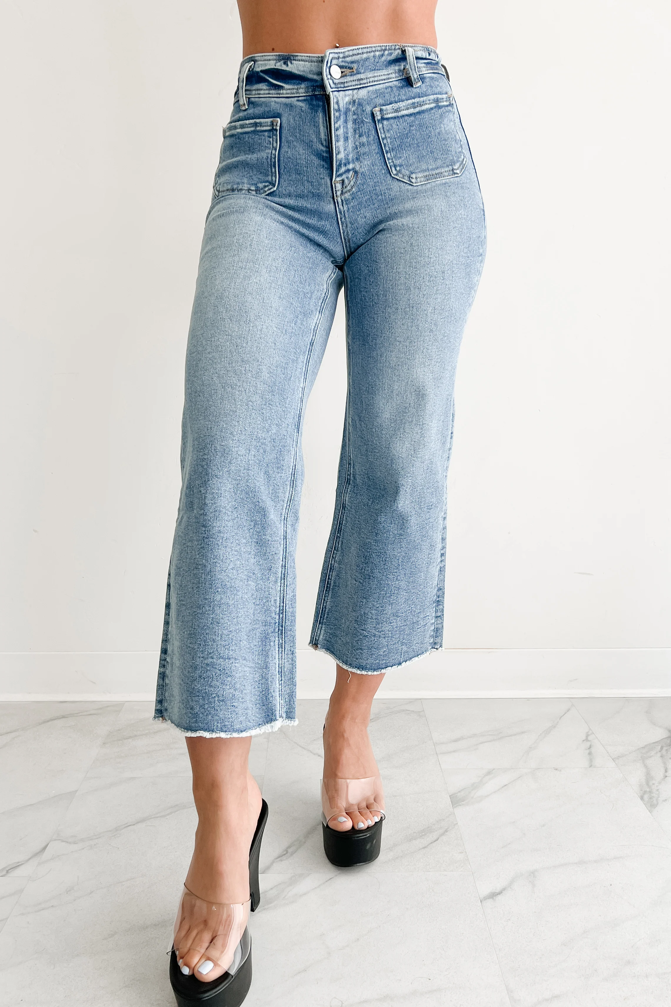 Louisa Wide Cropped Mica Denim Jeans (Light Wash) - Image 11