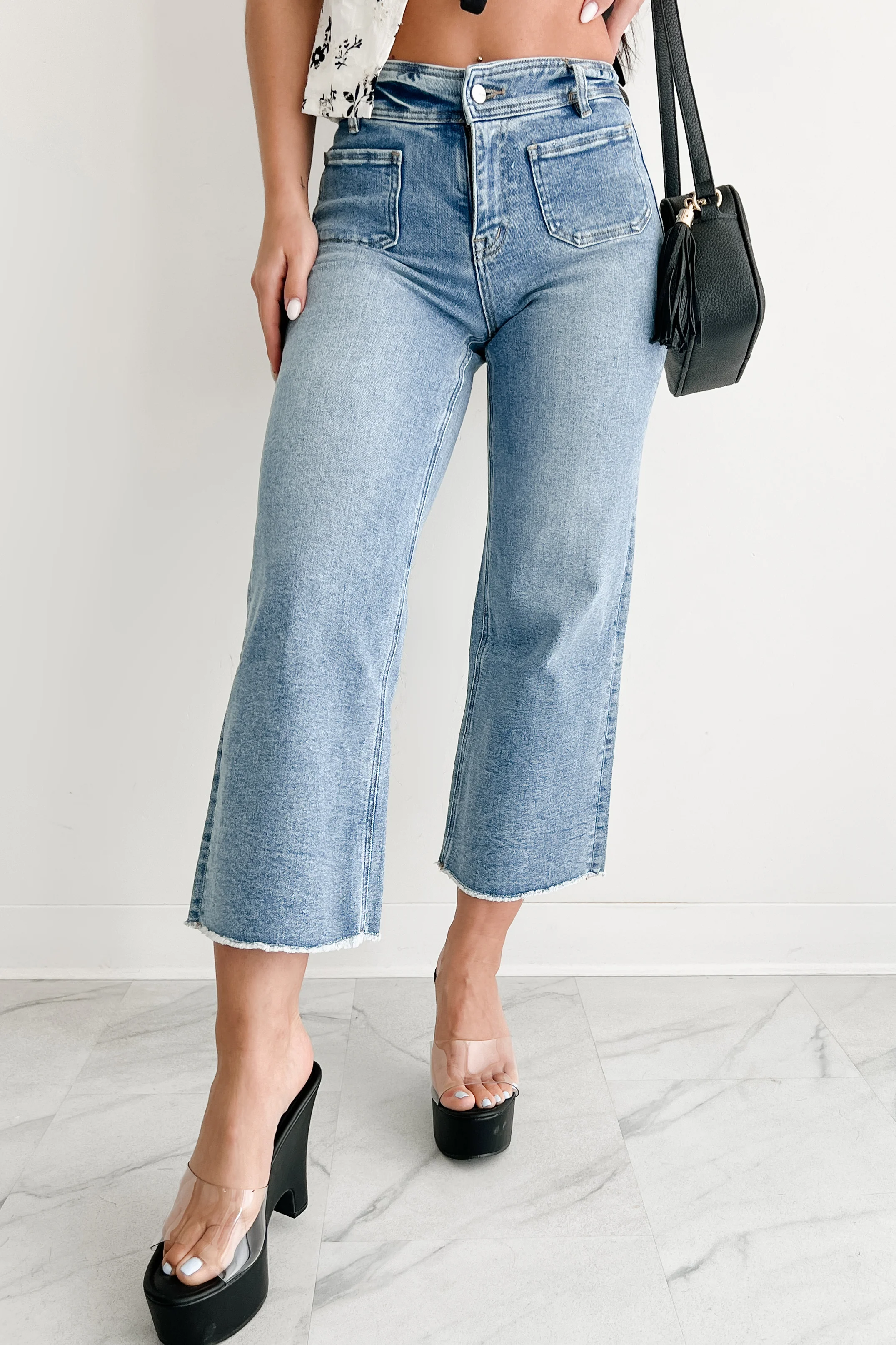 Louisa Wide Cropped Mica Denim Jeans (Light Wash) - Image 4