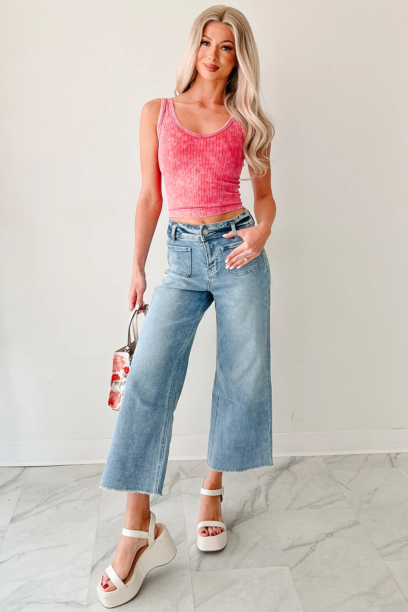 Louisa Wide Cropped Mica Denim Jeans (Light Wash) - Image 6