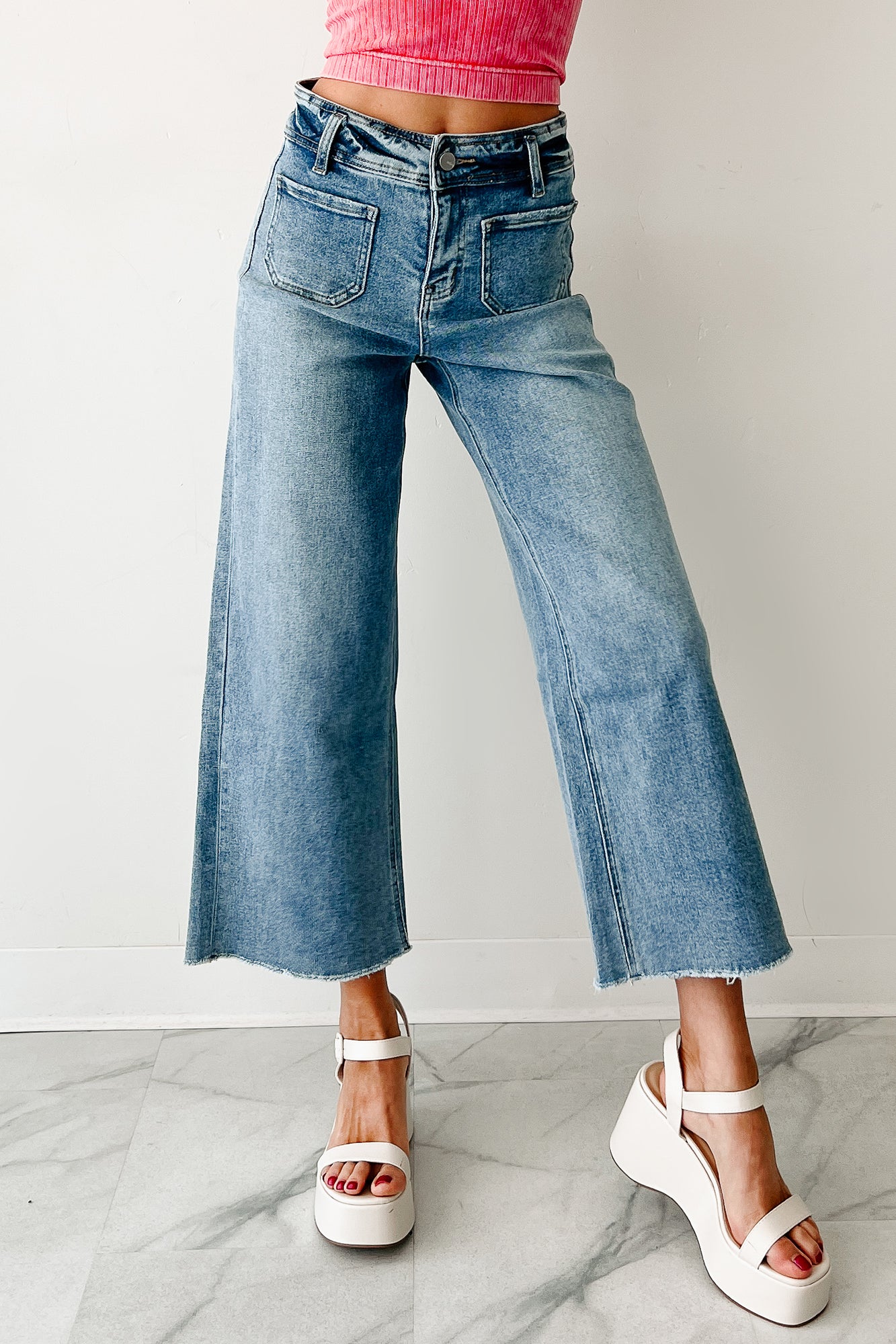 Louisa Wide Cropped Mica Denim Jeans (Light Wash) - Image 7