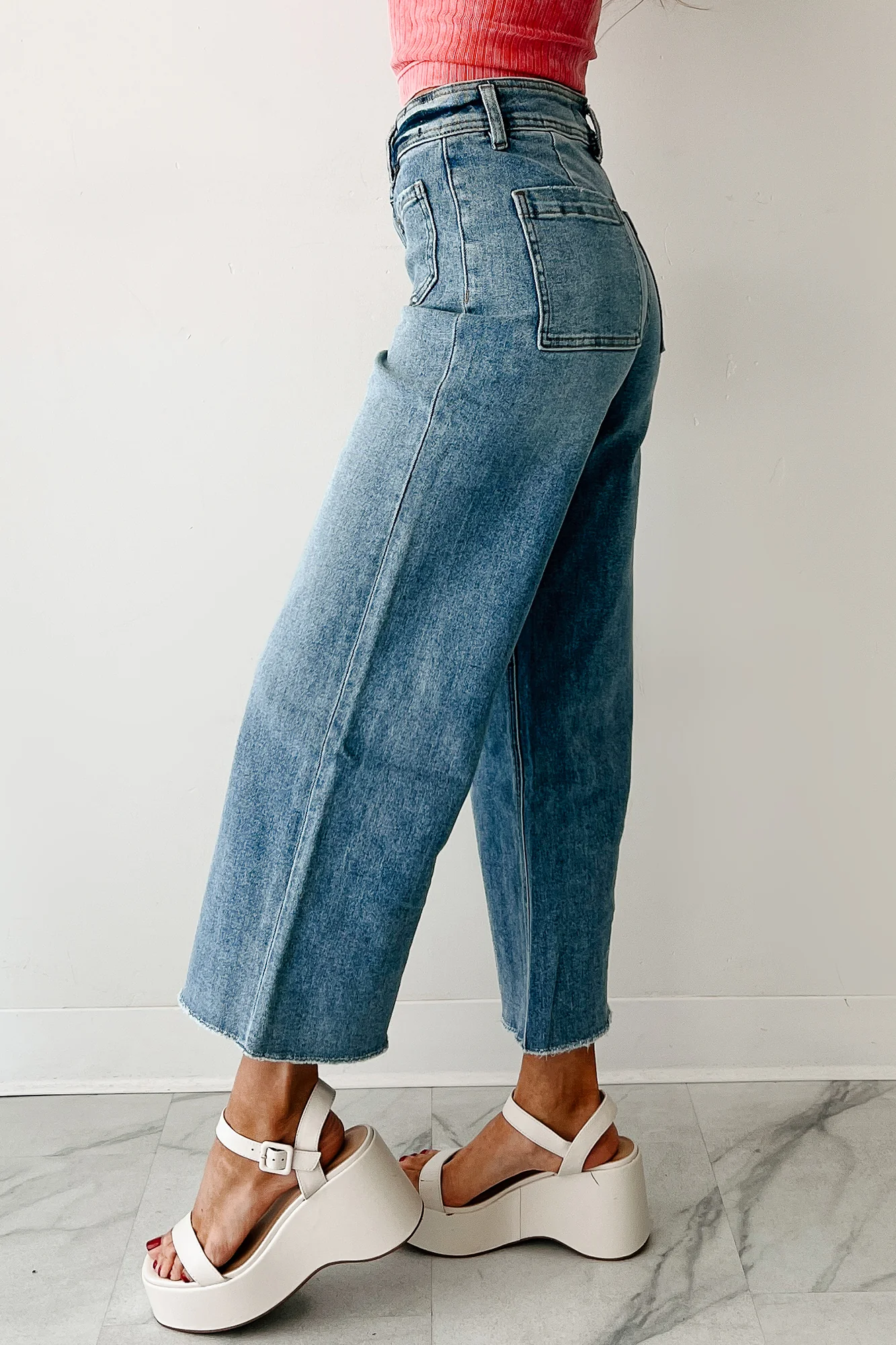 Louisa Wide Cropped Mica Denim Jeans (Light Wash) - Image 8