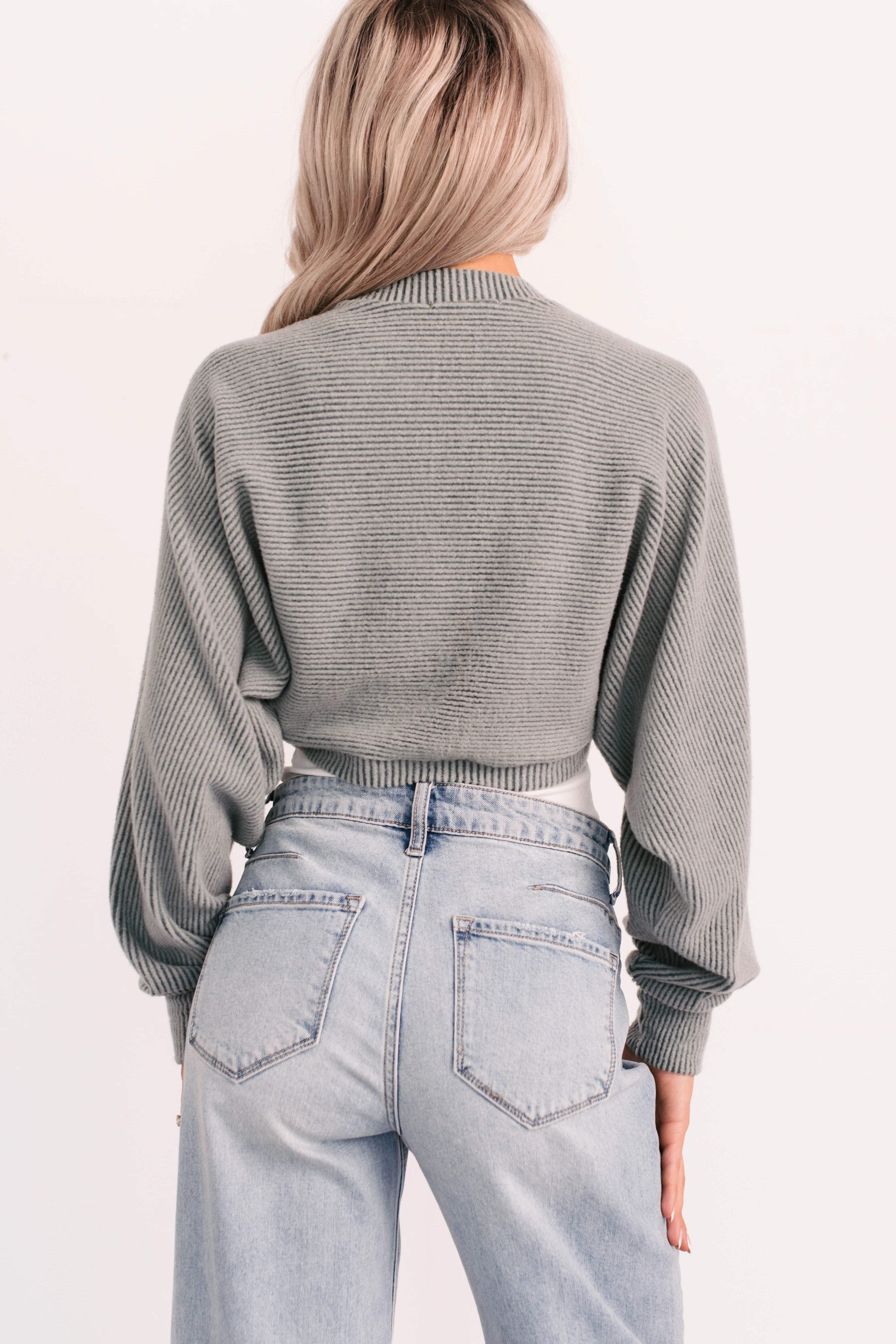 Lounge Cloud Ribbed Long Sleeve Shrug (Green Moss) - Image 4