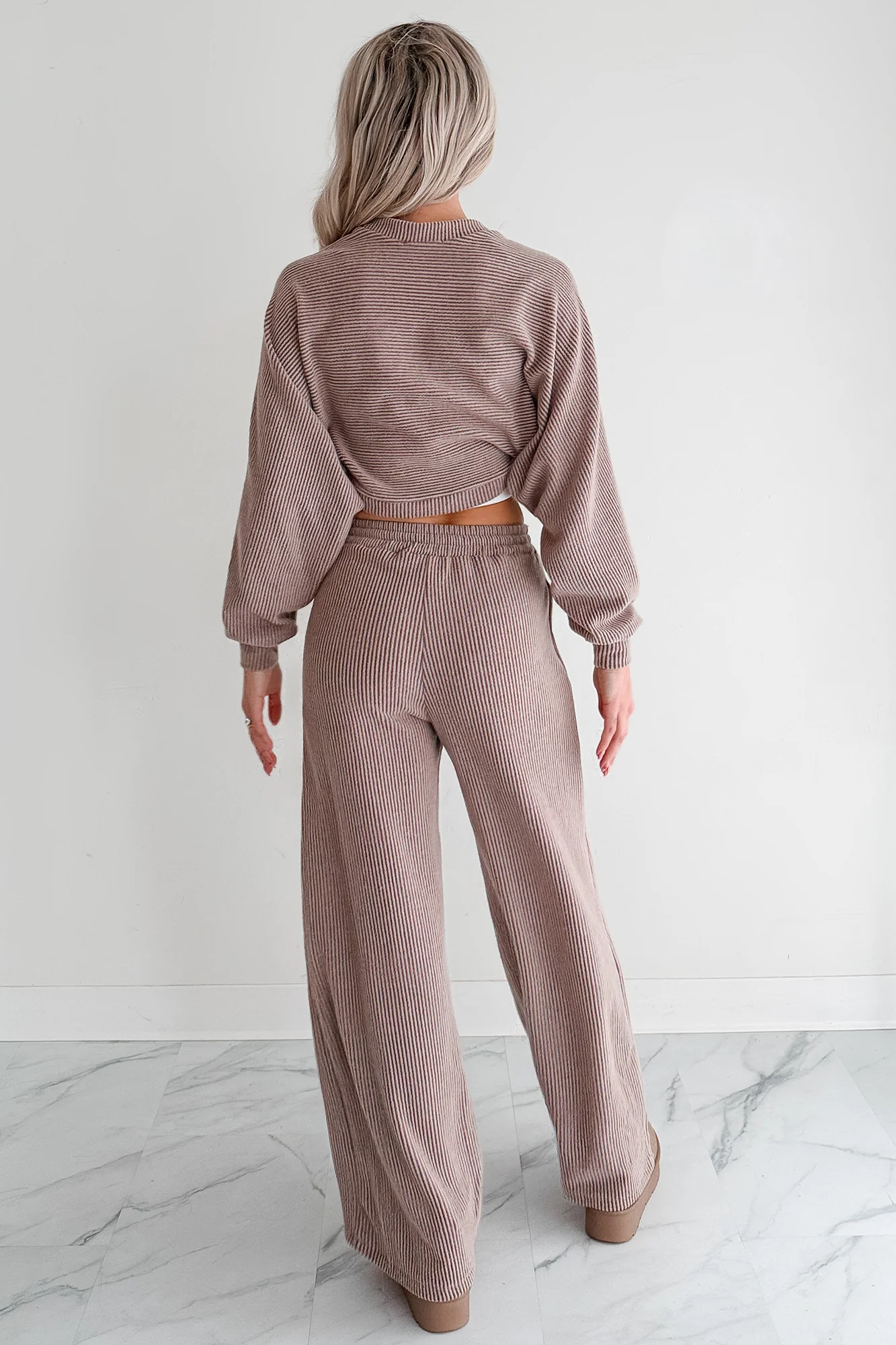 Lounge Cloud Ribbed Long Sleeve Shrug (Mocha) - Image 5