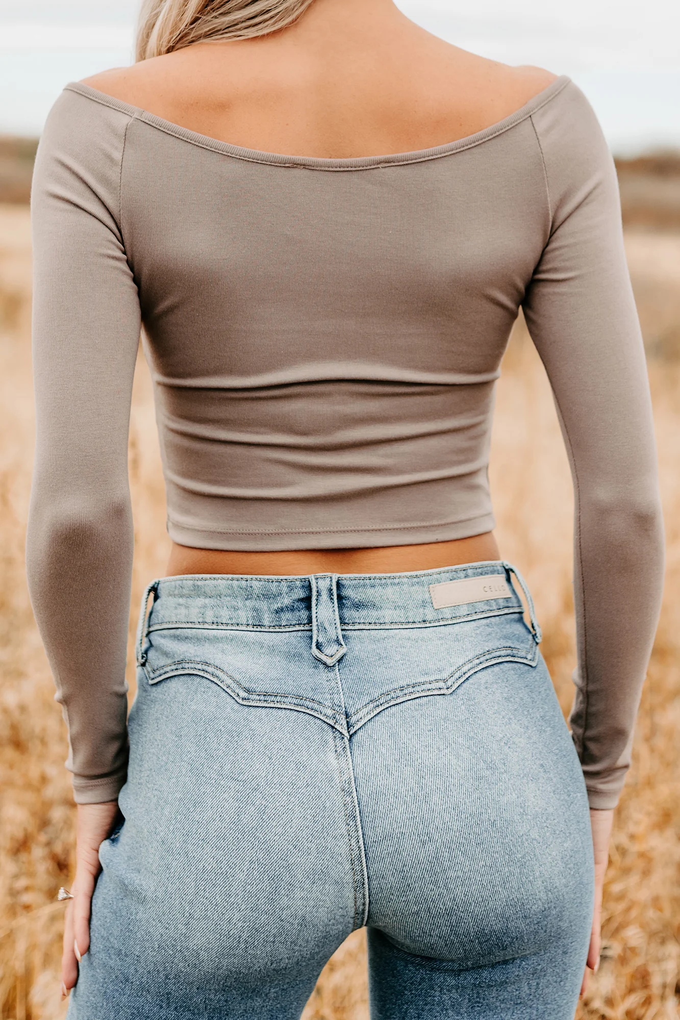 Love Again Off The Shoulder Long Sleeve Top (Dark Coco) - Image 4