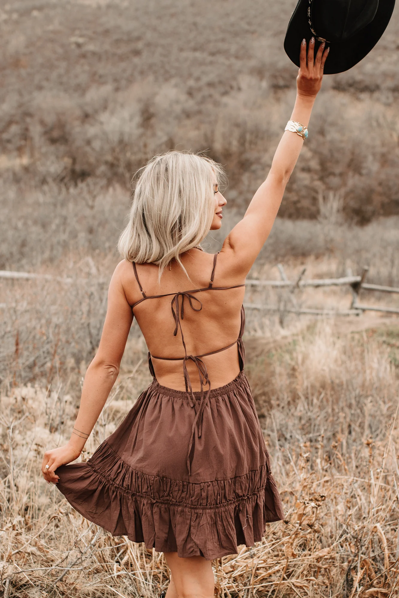 Lovely Intent Sleeveless Tiered Mini Dress (Chocolate) - Image 12