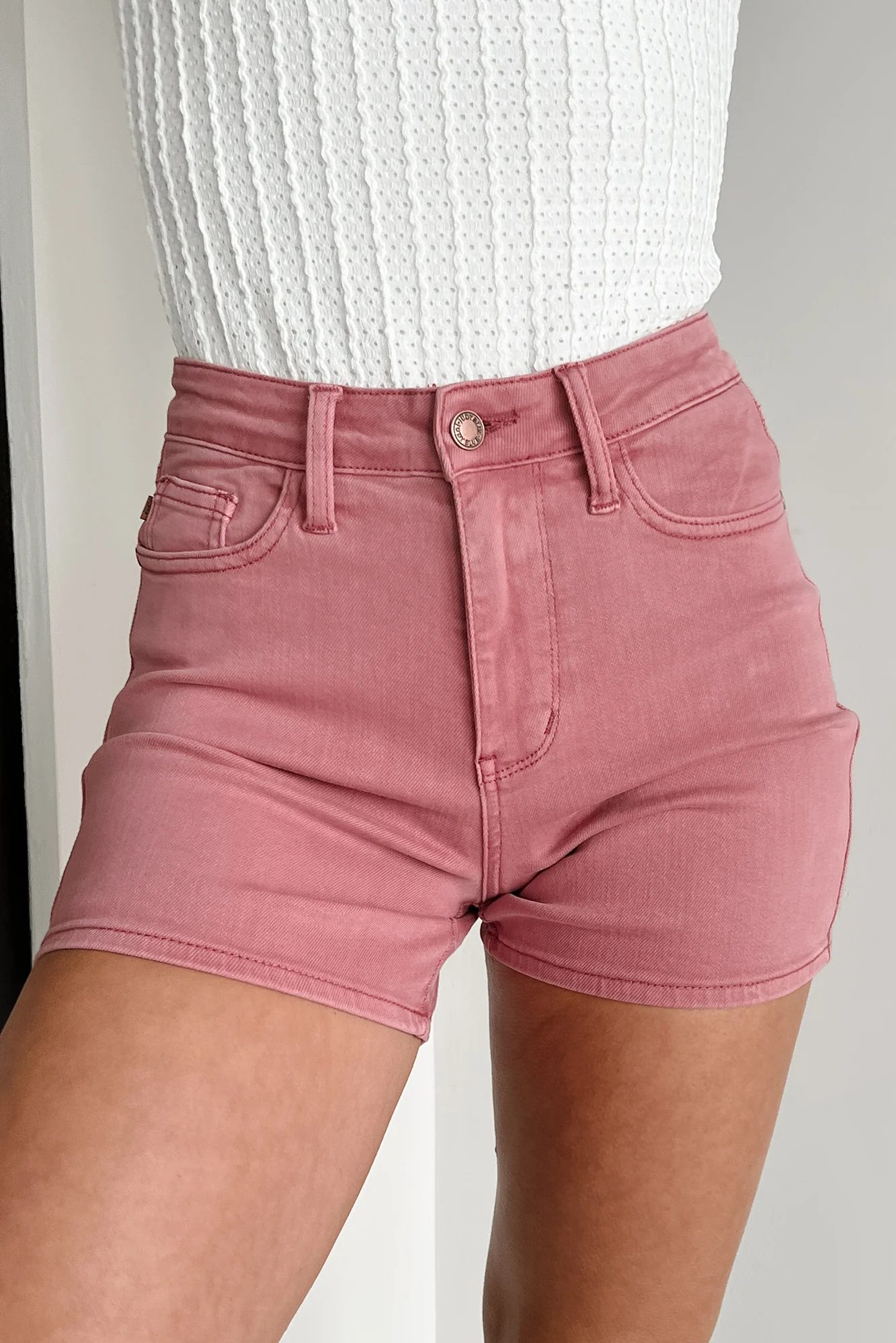 Luanne High Rise Judy Blue Denim Shorts (Rose) - Image 3