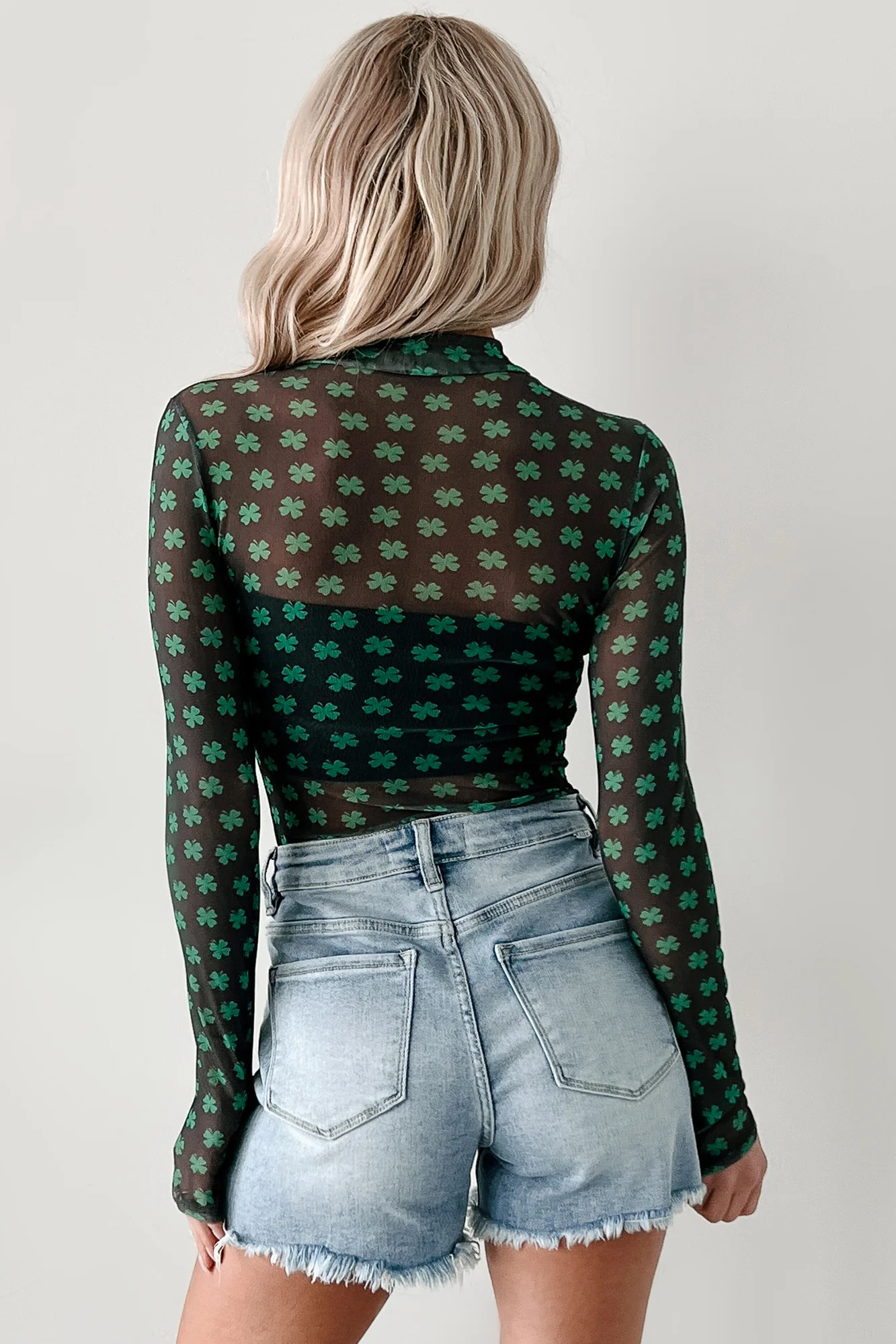 Lucky Lady NM Original Printed Mesh Bodysuit (Black/Green) - Image 7
