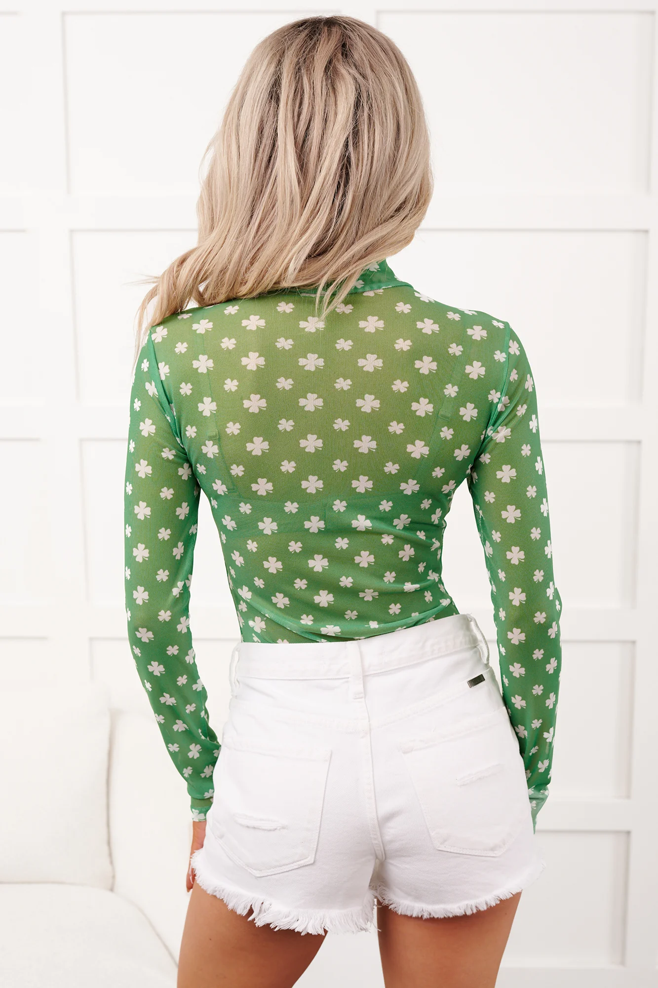 Lucky Lady NM Original Printed Mesh Bodysuit (Green/White) - Image 11