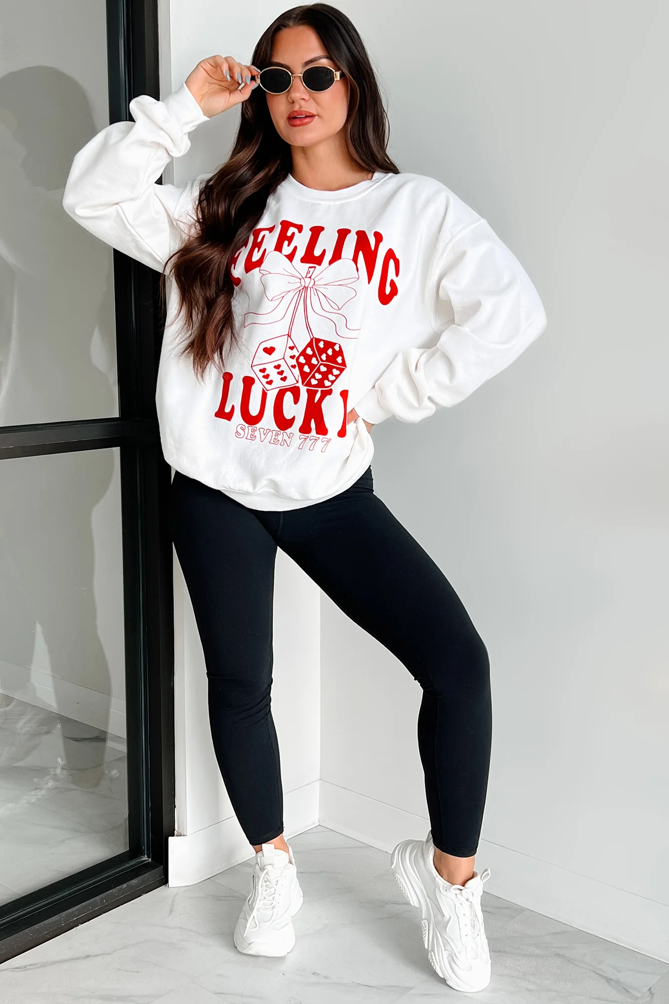 Lucky Sevens Oversized Graphic Sweatshirt (Cream) - Image 2