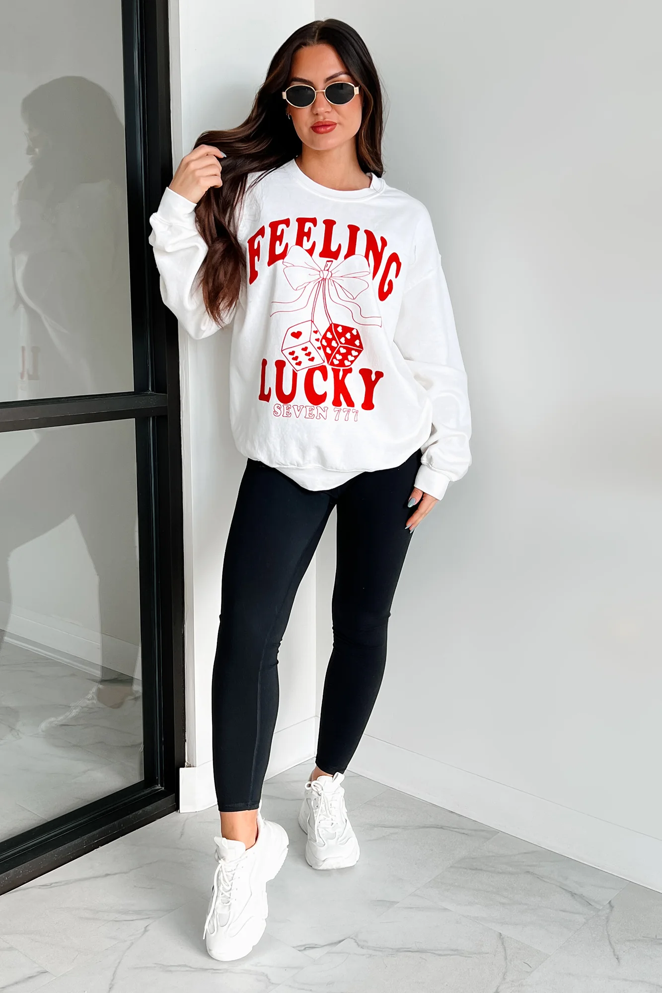 Lucky Sevens Oversized Graphic Sweatshirt (Cream) - Image 5