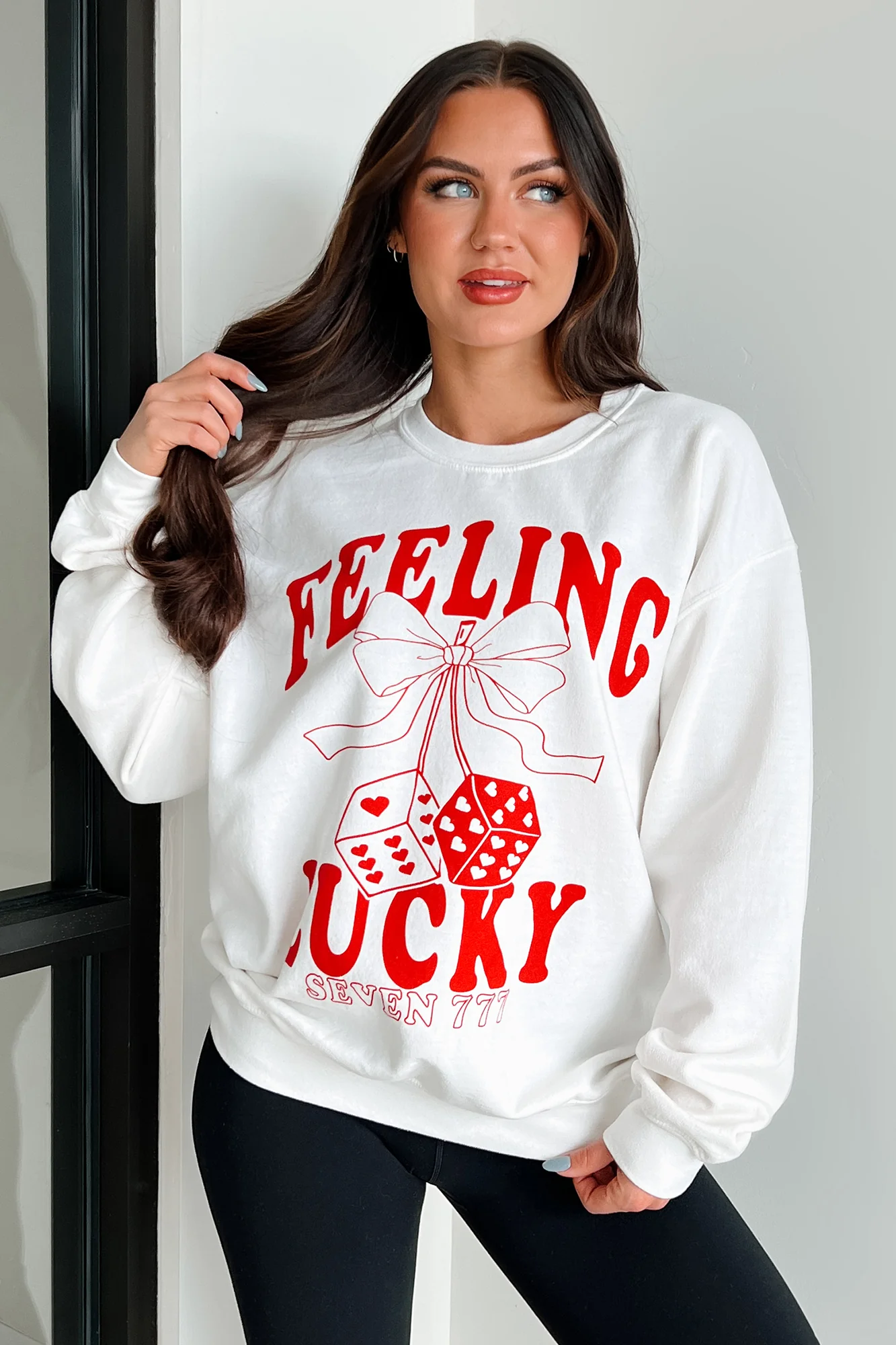 Lucky Sevens Oversized Graphic Sweatshirt (Cream) - Image 7