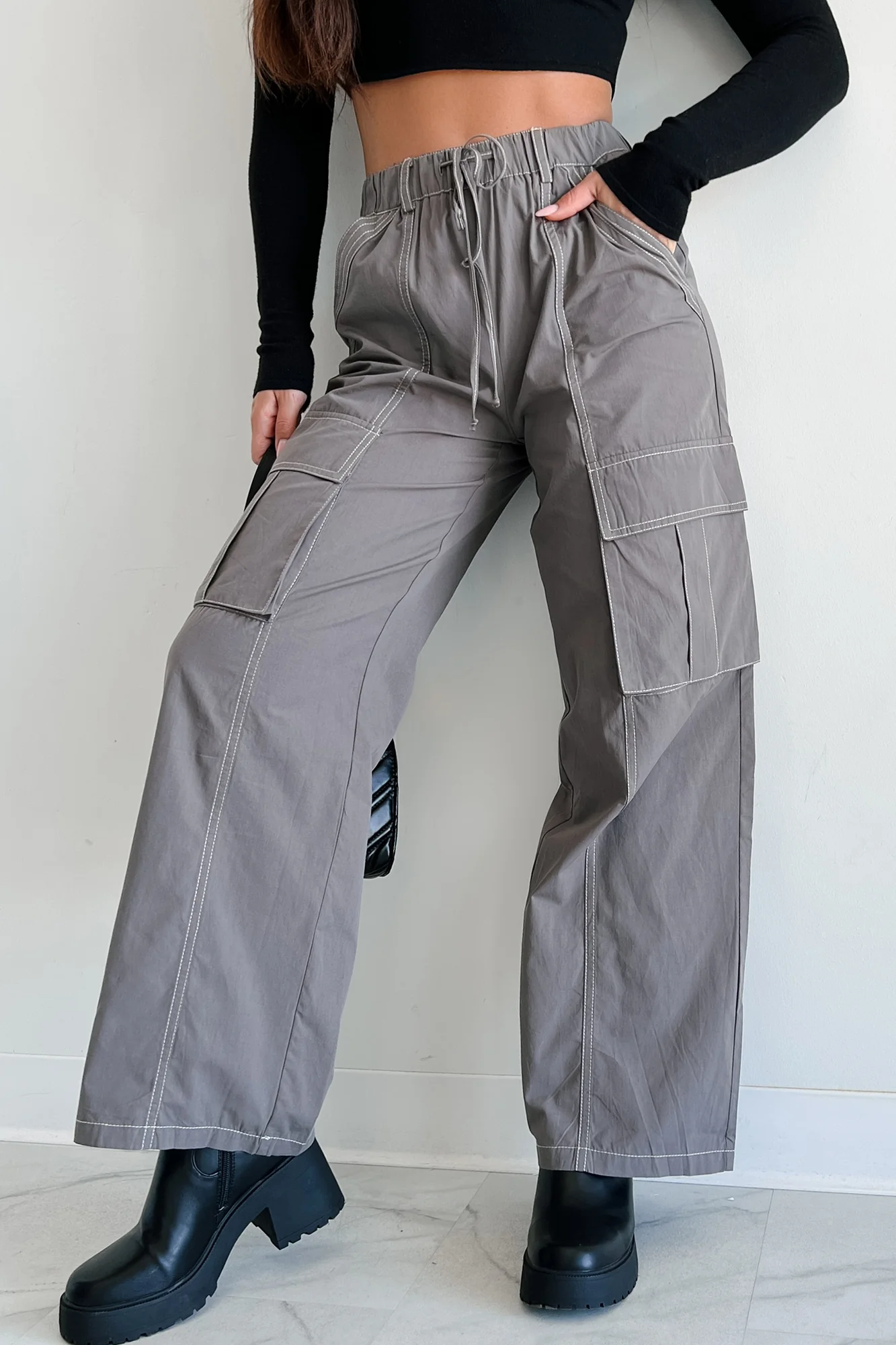 Macaulay Wide Leg Cargo Pants (Graphite) - Image 3