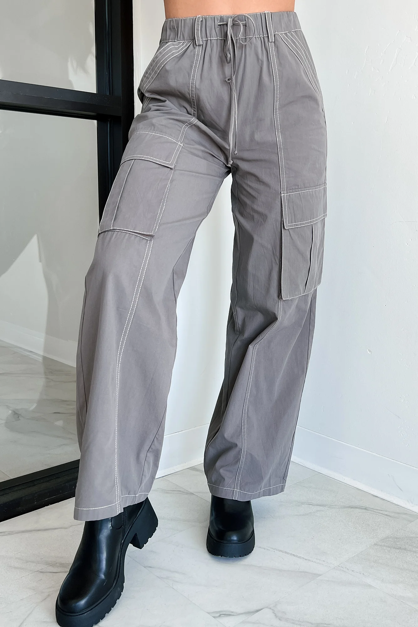 Macaulay Wide Leg Cargo Pants (Graphite) - Image 4