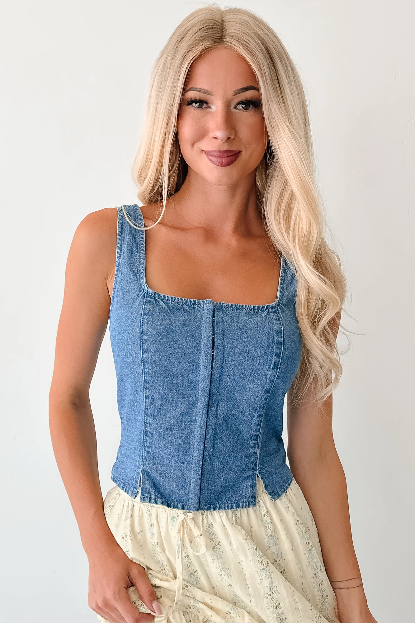Made For More Hook Front Denim Tank Top (Denim) - Image 6